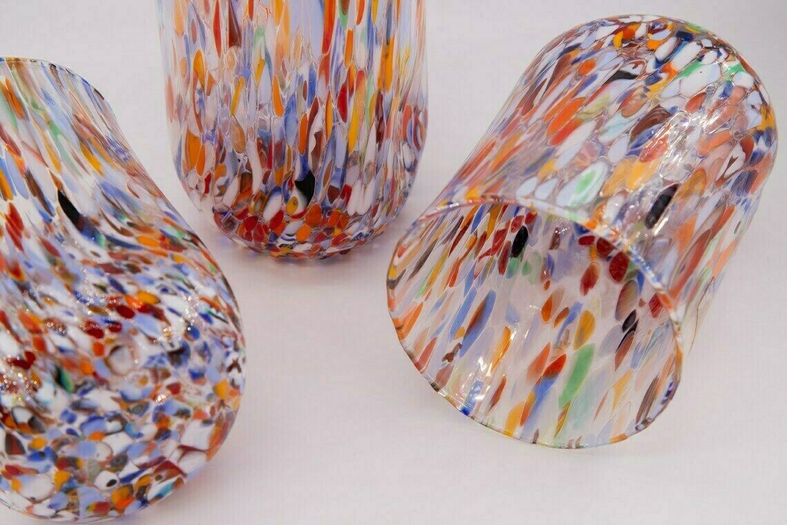 Denver, Set Of 6 Murano Glasses Color "Millefiori" Handmade, Murano Glass Made In Italy photo vinterior