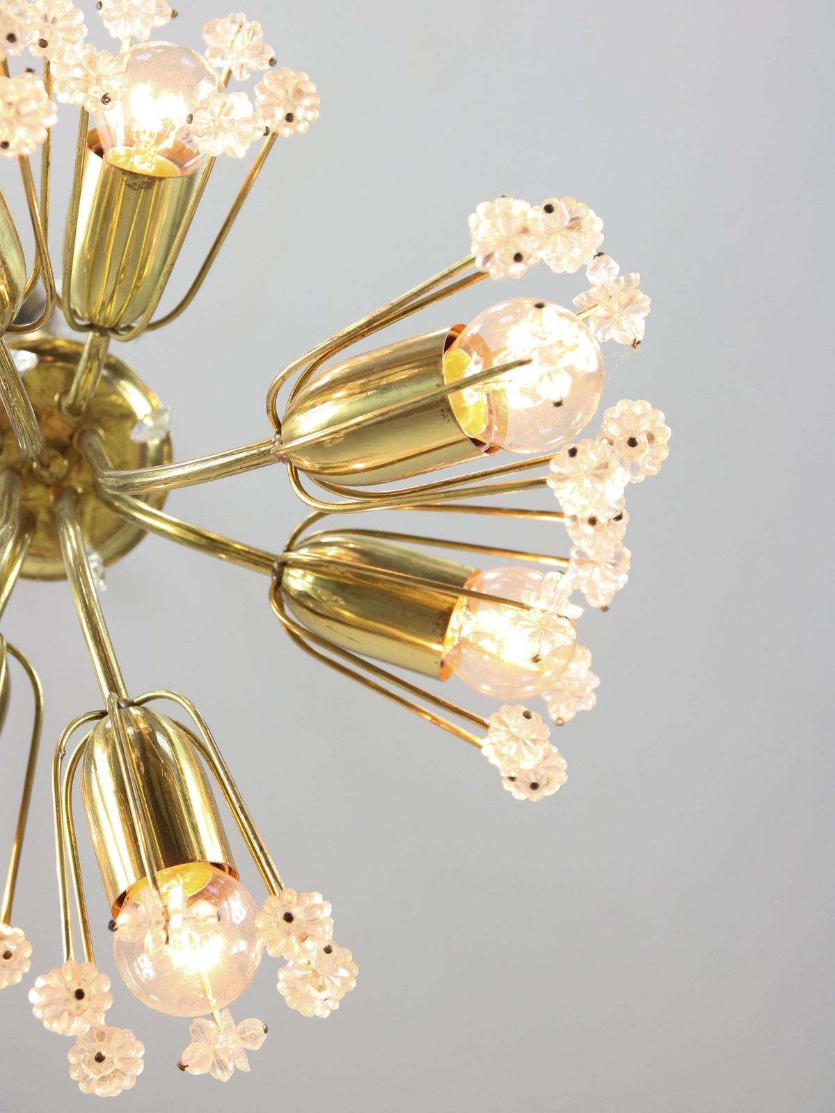 Mid Century Chandelier By Emil Stejnar For Rupert Nikoll / 1950s Austria / Flower Bouquet Pendant Lamp / 8 Light Bulbs / Vintage Lighting photo vinterior