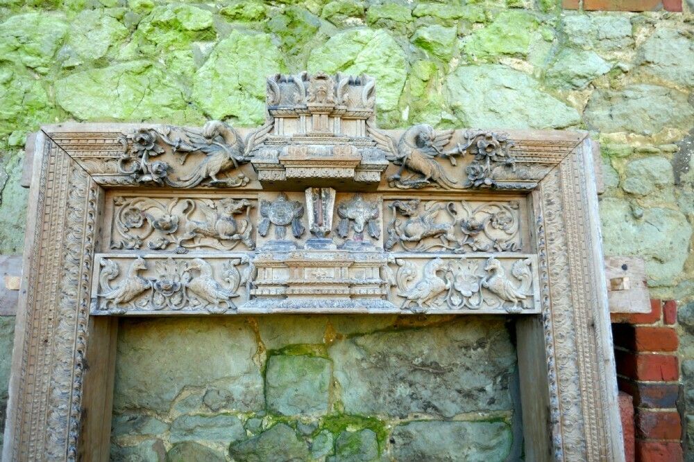 Ancient Carved Teak Archway, Hindu, Buddhist Temple Doorway photo Home Fixtures