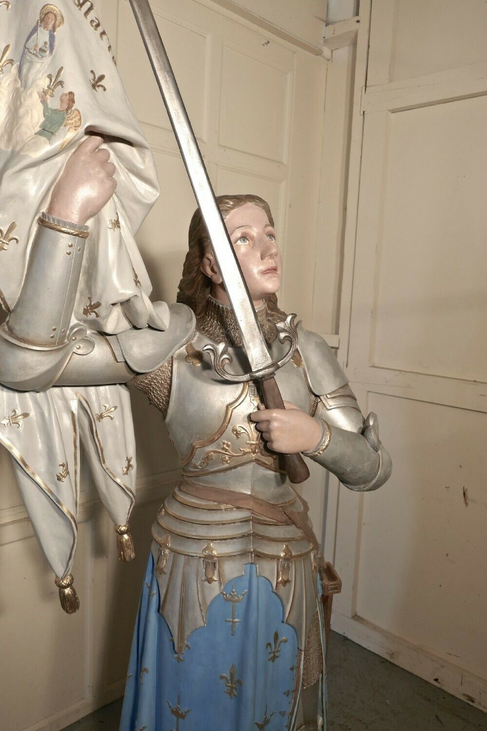 Saint Joan Of Arc Statue From A France, Signed Rouillard Angers photo vintage