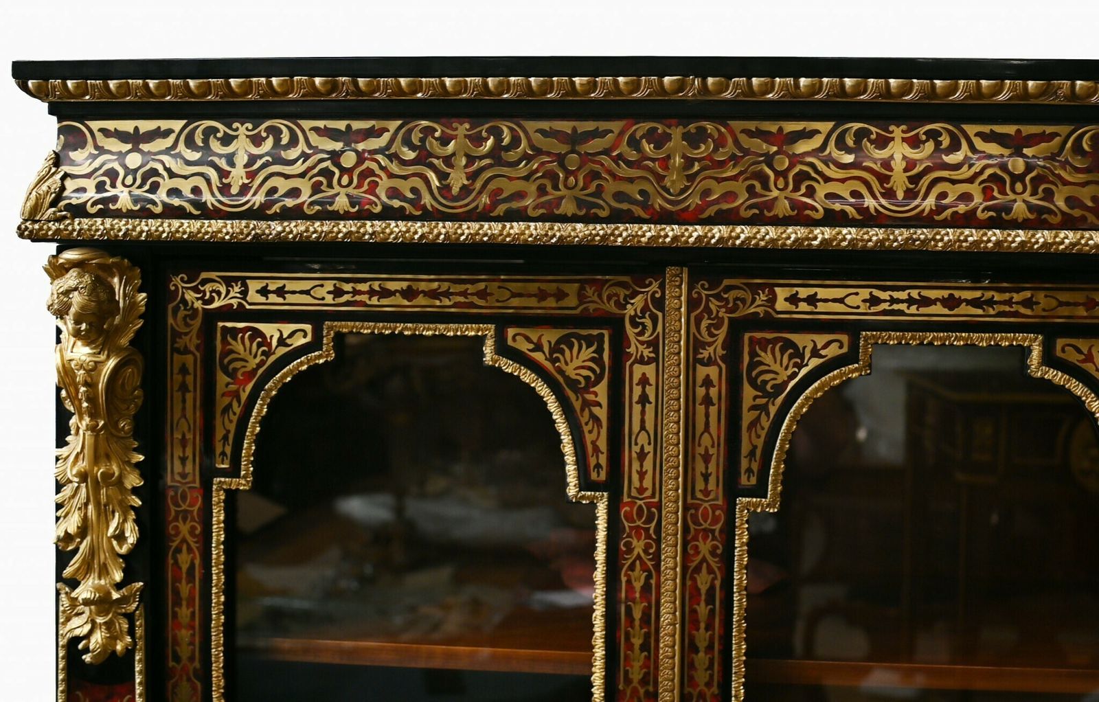 French Boulle Vitrine Display Cabinet Inlay Bibliotheque photo furniture