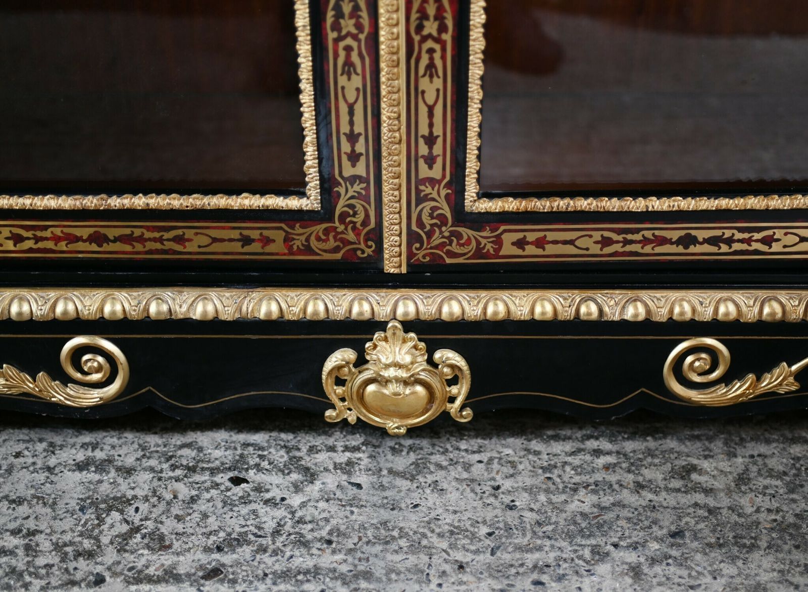photo for sale French Boulle Vitrine Display Cabinet Inlay Bibliotheque