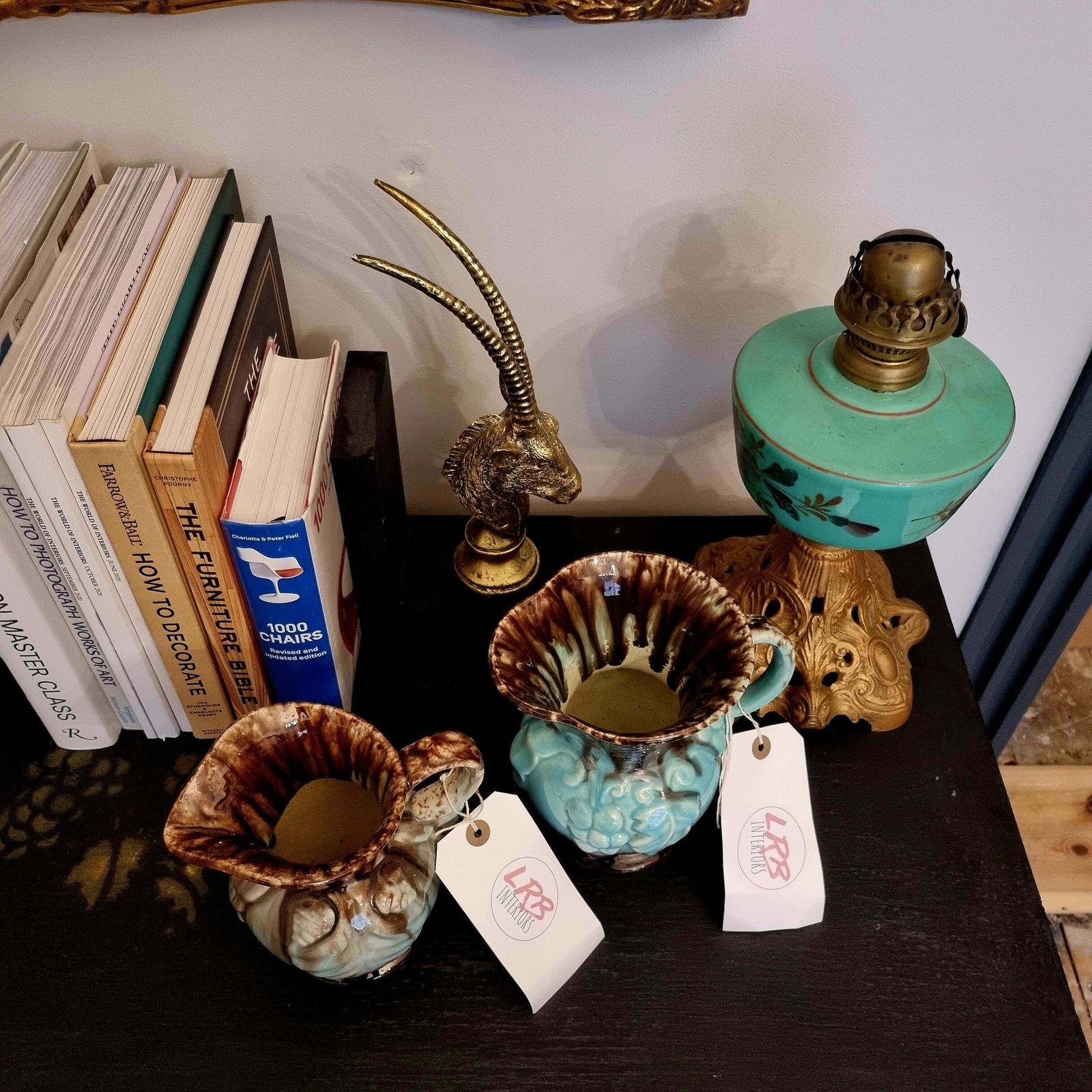 Ceramic Vase Glazed Grape Abstract Painted Set Of 2 Drinking Jugs Kitchen Pottery Flower Display Pitchers Brown Blue Home Decor German photo Home Decor