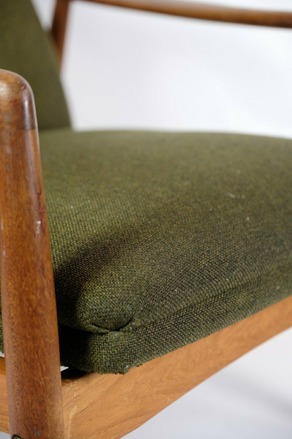 Set Of 2 Armchairs With Stool In Teak & Green Fabric By Alf Svensson For Fritz Hansen From 1960s photo buy