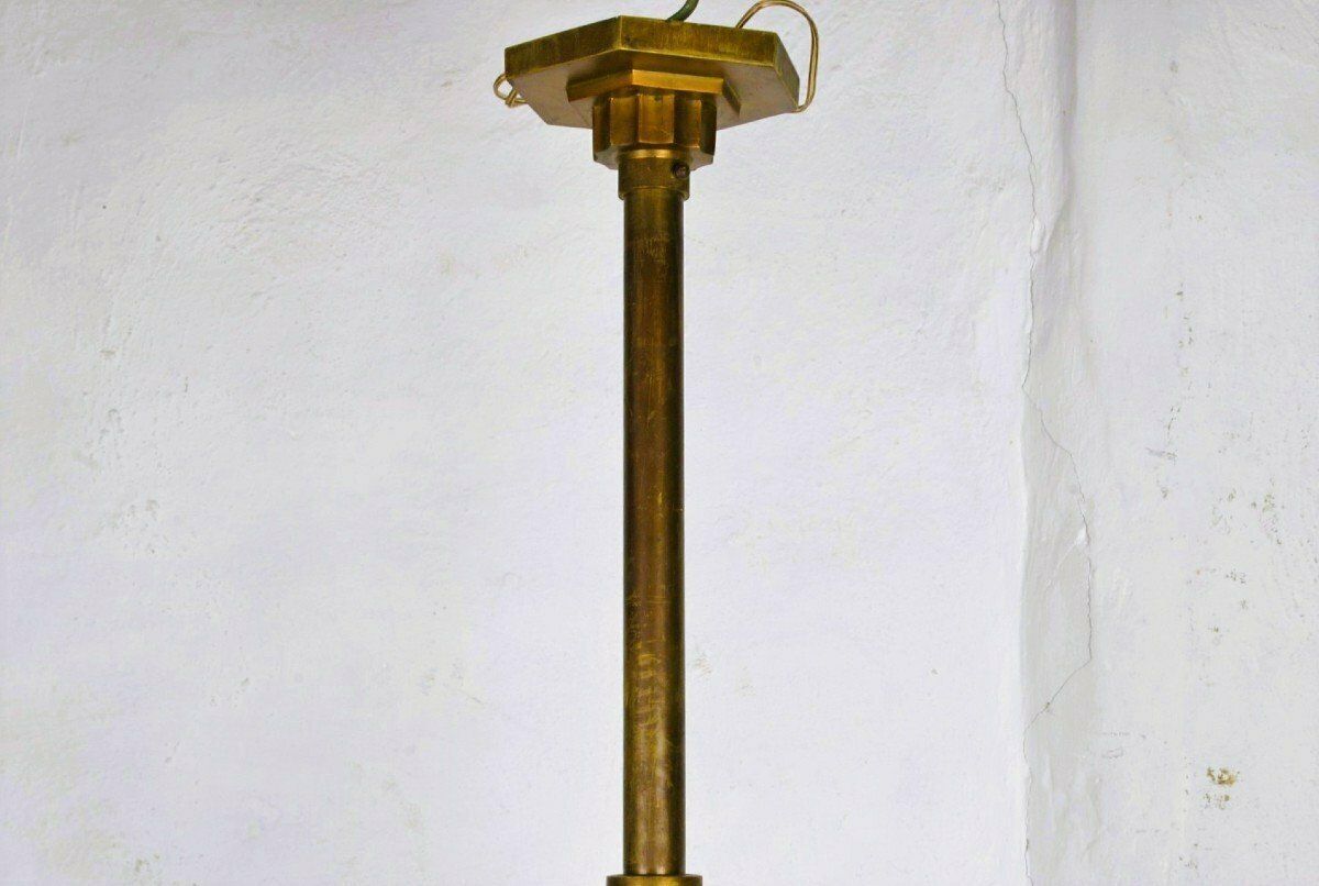 Bronze And Glass Chandelier, Art Deco, 20th Century photo Lighting