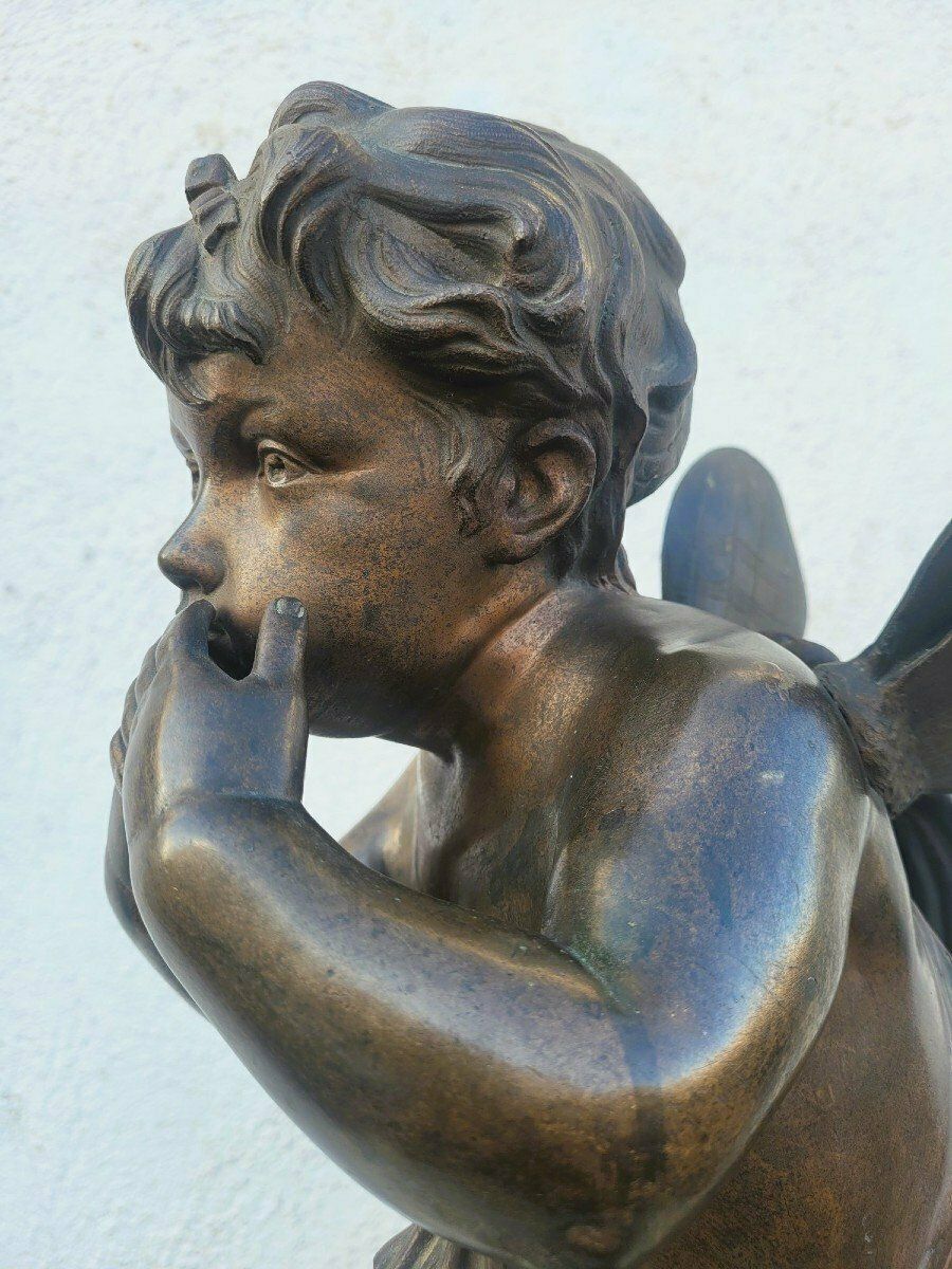 Bronze Of A Winged Putto On Foot, Late 19th Century Early 20th Century photo vinterior