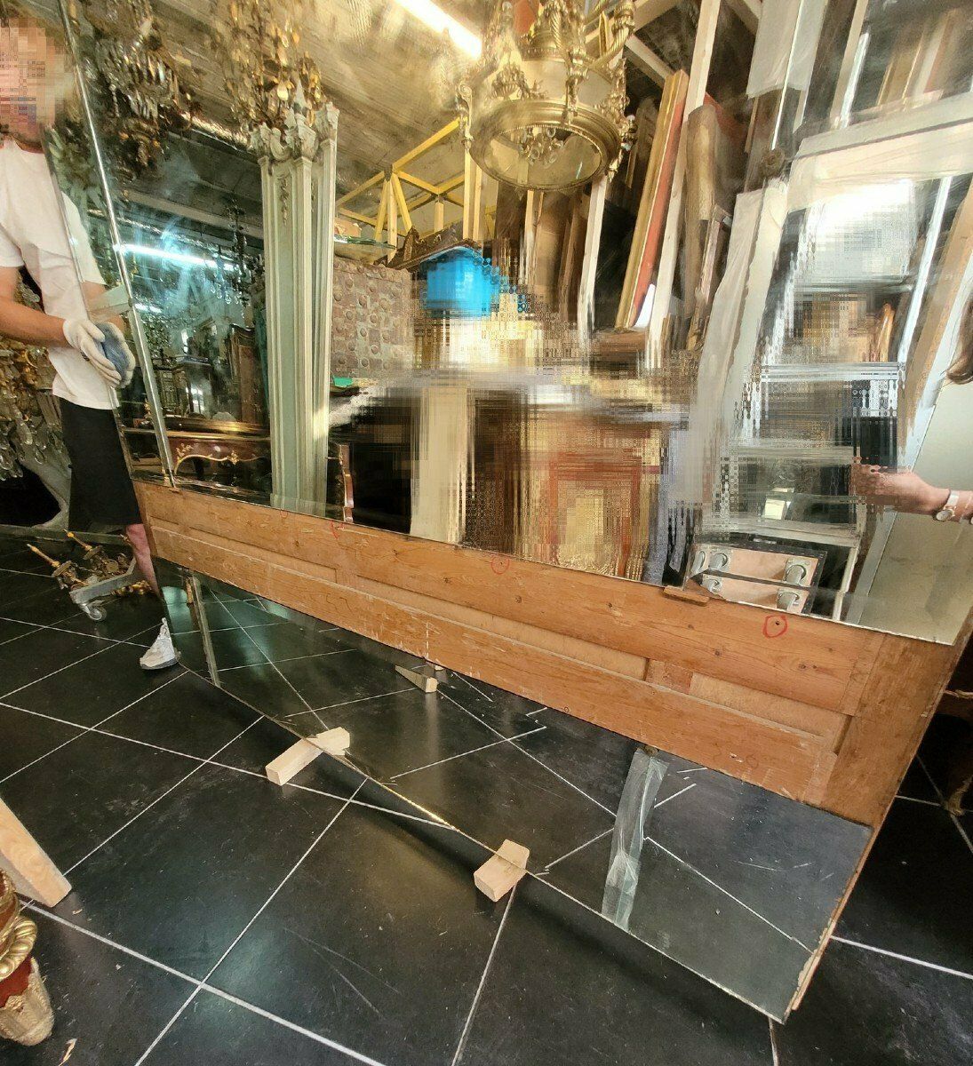 3500.0 Lacquered Wood Dressing Table And Mirror In Louis XVI Style, Early 20th Century photo
