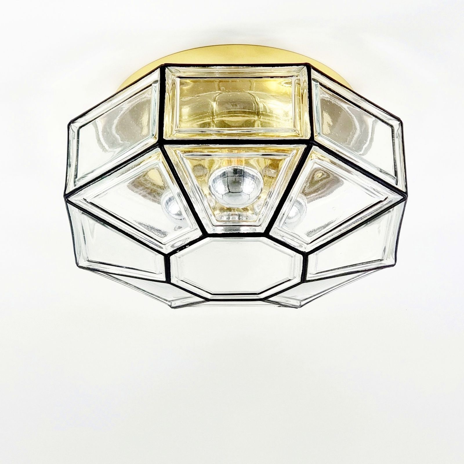 Large Mid Century Glass Ceiling Light/Flush Mount From Limburg, Germany, 1960s/1970s photo Lighting