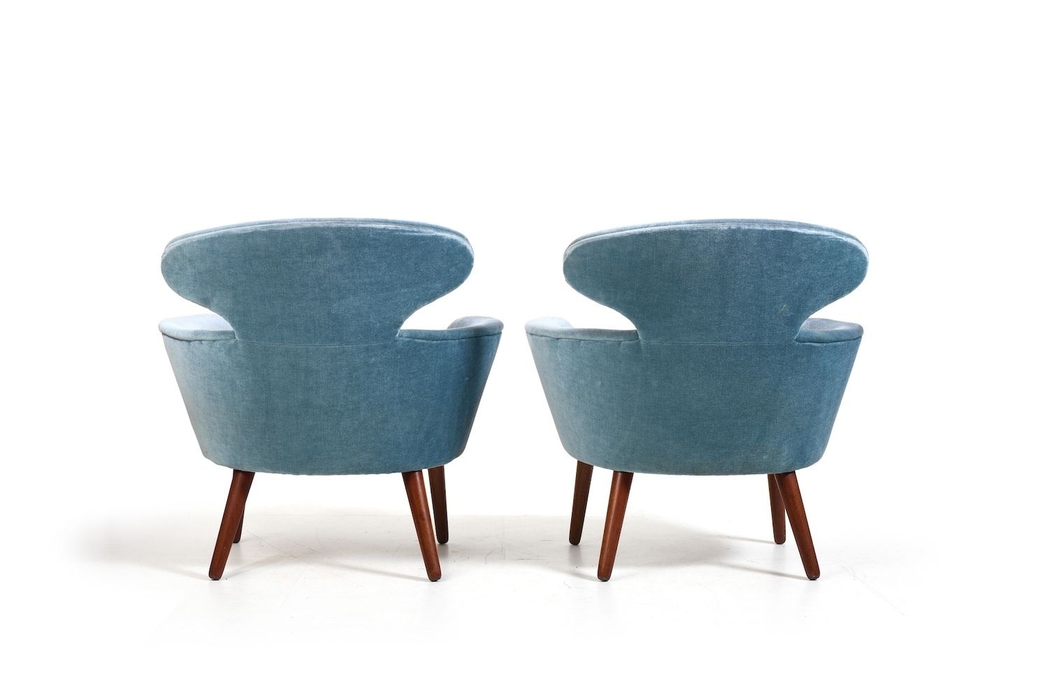 Rare Pair Of Danish Easychairs In Teak & Mohair 1950s photo vinterior