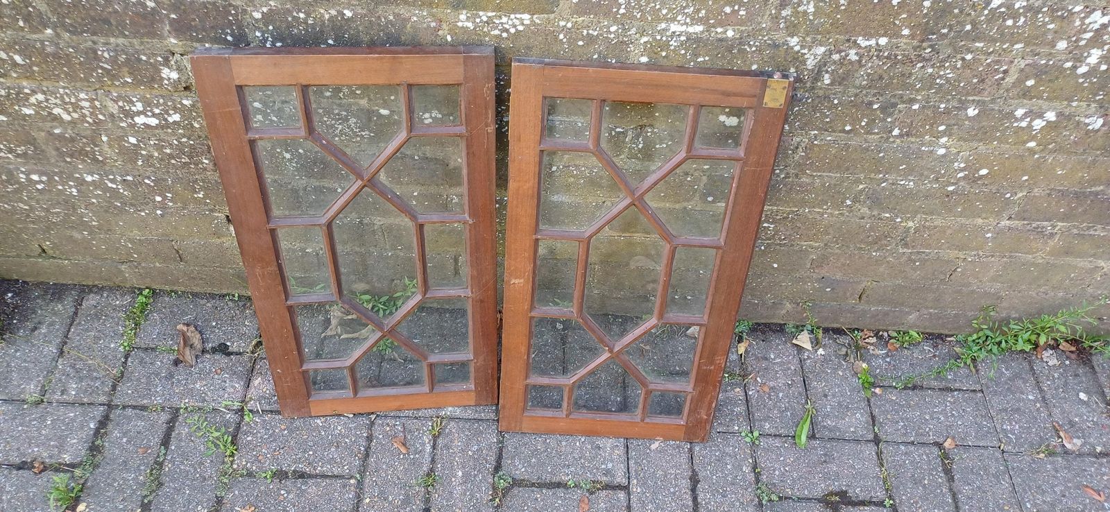 Pair Of Late Victorian Astral Glazed Mahogany Doors Window Decoration Or Project photo vintage