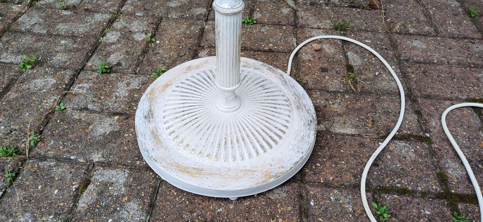 Quirky And Unique Vintage Retro Onyx And Painted Shabby Chic Standard Lamp In Working Order. Upcycled. photo Lighting