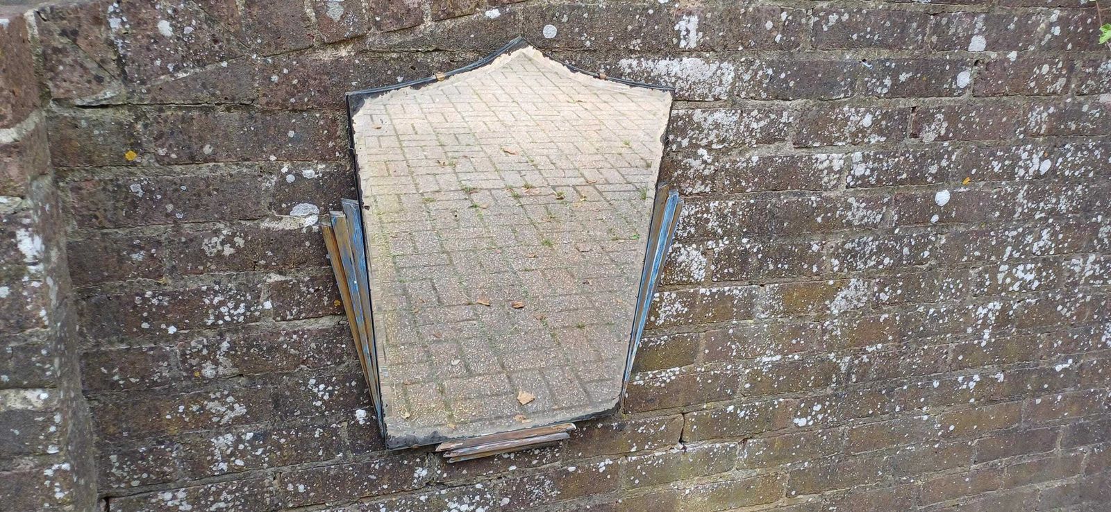 Beautiful Art Deco Part Stripped Wall Mirror Age Worn Charm. Gold And Blue. Definitely Both Shabby And Chic! photo furniture