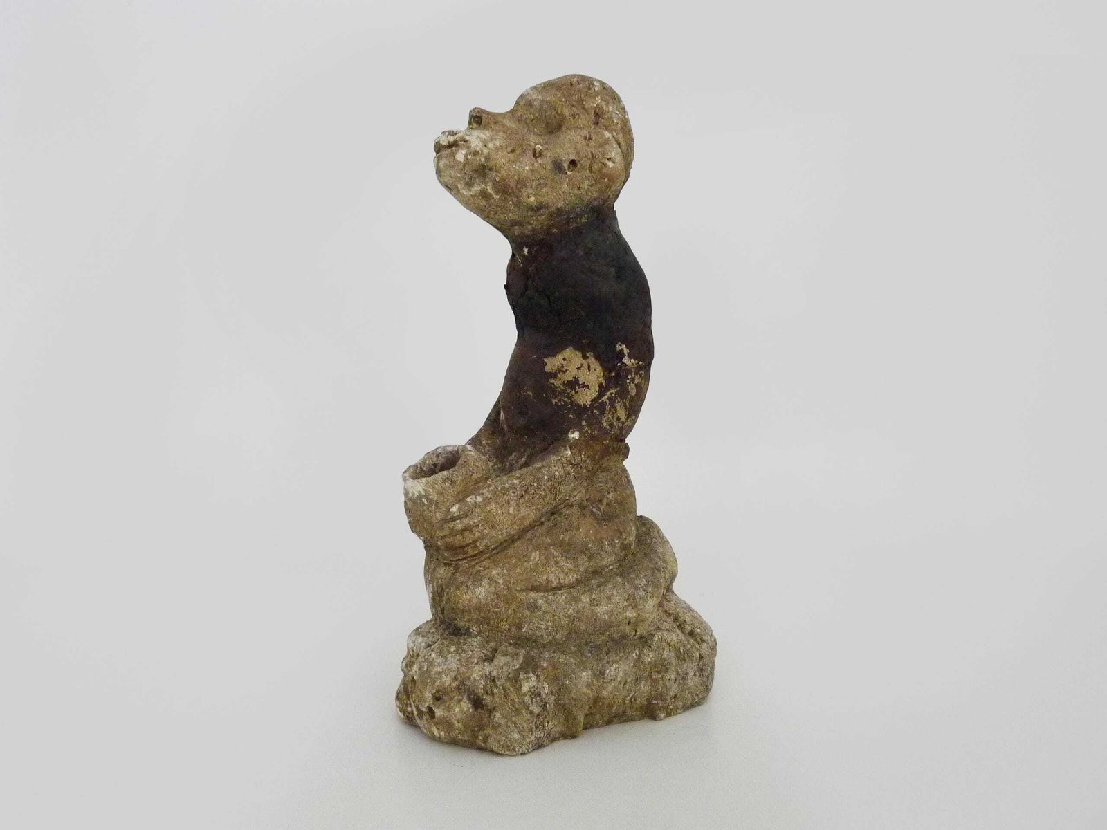 Old Anthropomorphic Stone Sculpture From Papua New Guinea Oceania. Ritual Stone 19th