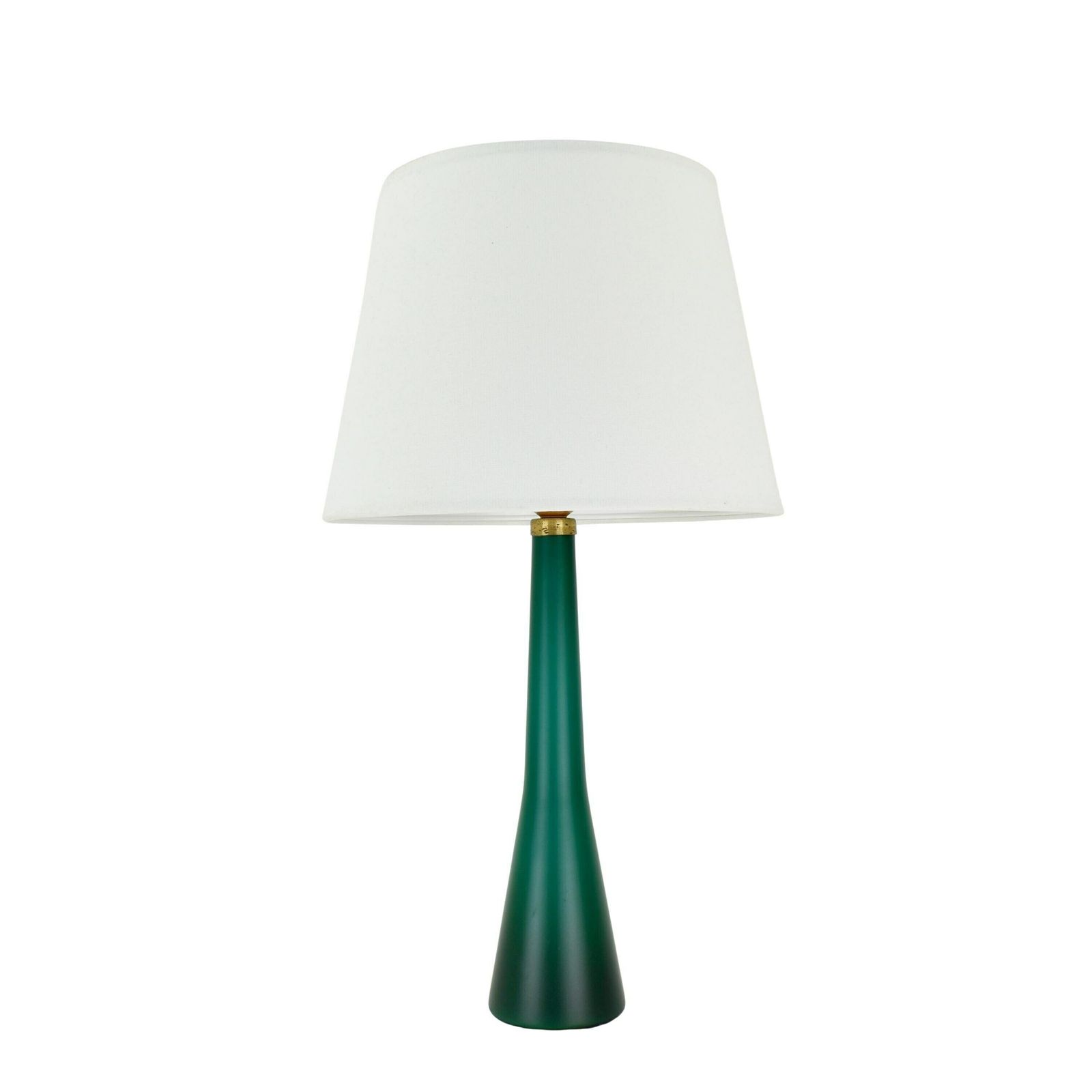 Murano Mid Century Modern Table Lamp Satined Glass Emerald Green | Vintage Accent Light Italian Scandinavian Gunnel Nyman Venini Holmegaard