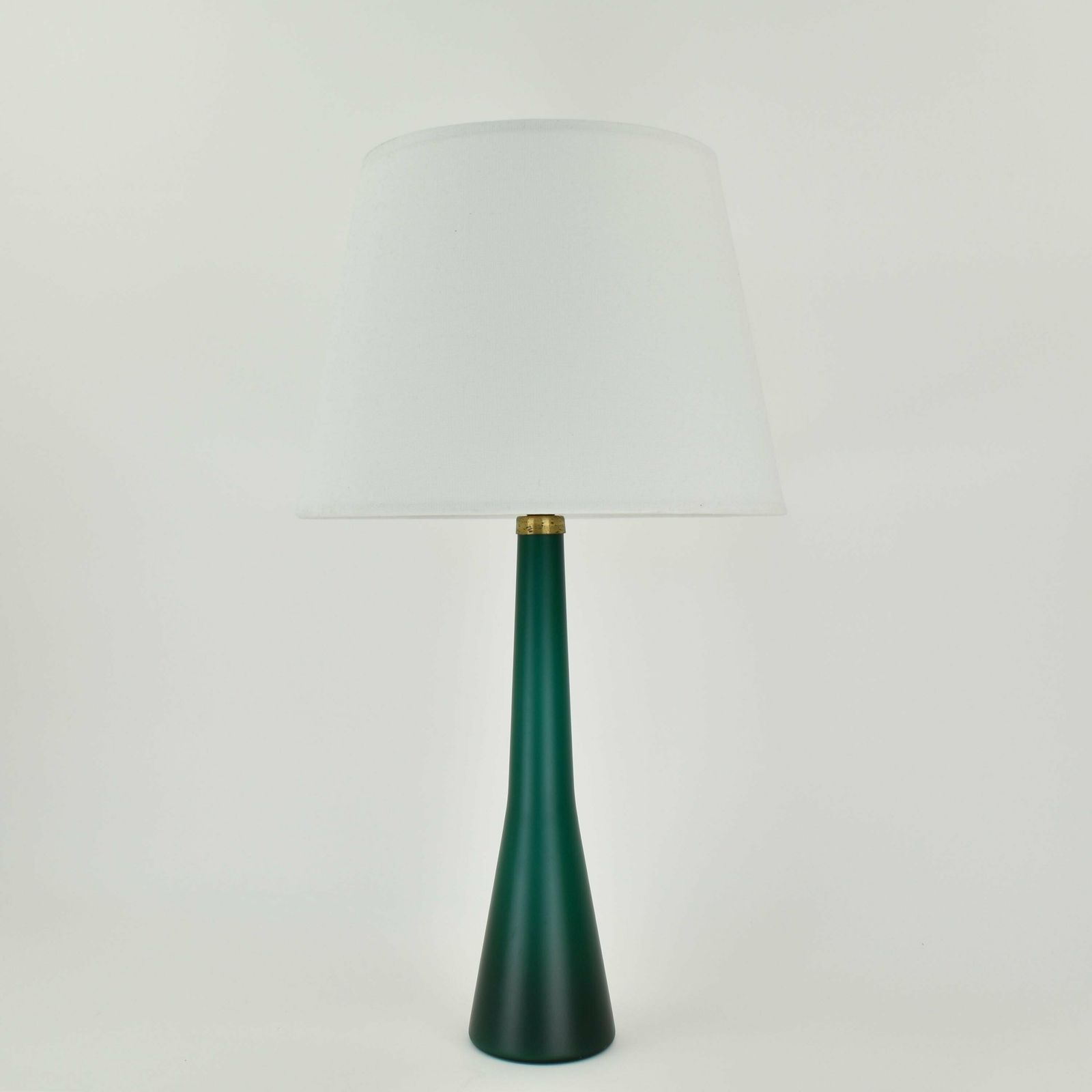Murano Mid Century Modern Table Lamp Satined Glass Emerald Green | Vintage Accent Light Italian Scandinavian Gunnel Nyman Venini Holmegaard photo furniture