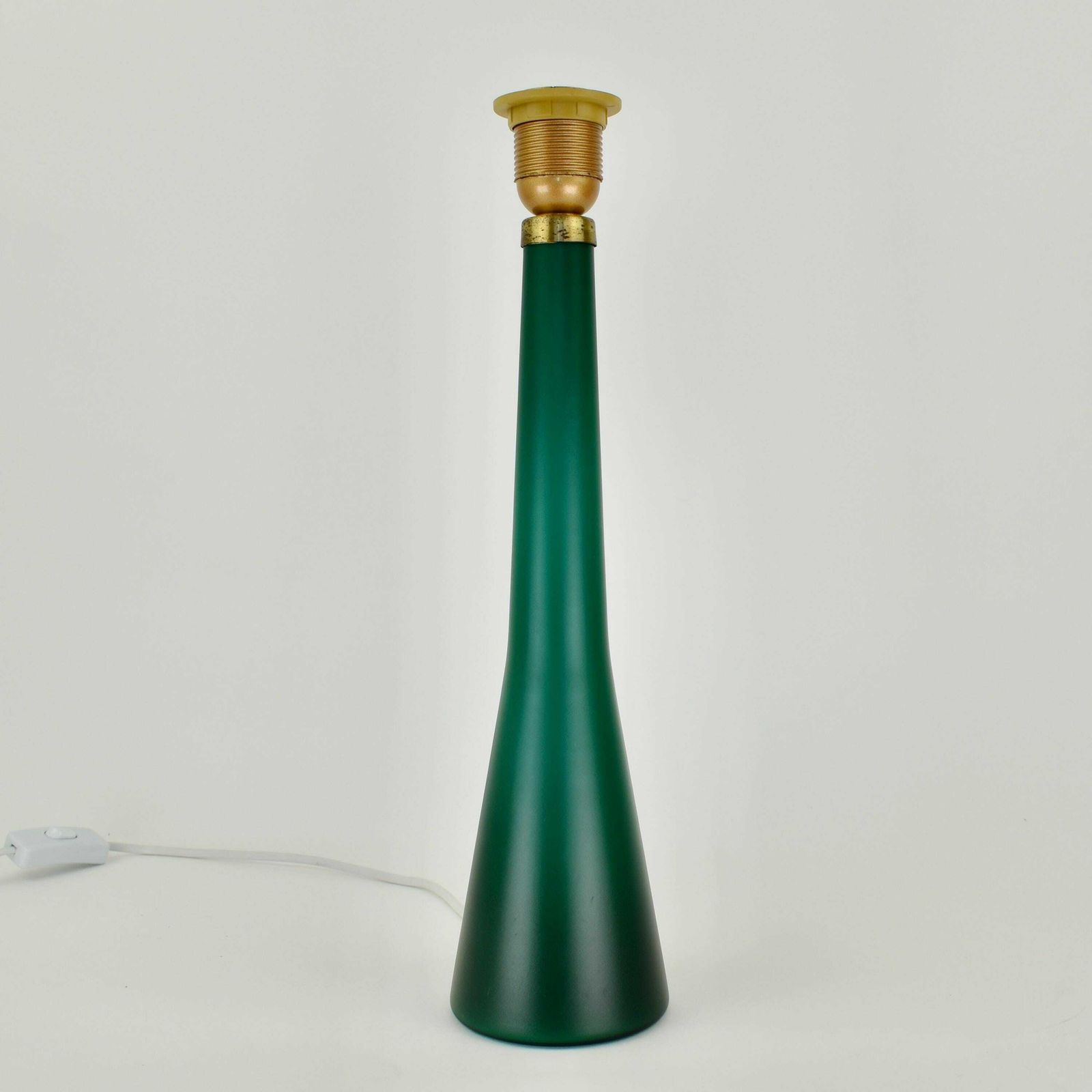 Murano Mid Century Modern Table Lamp Satined Glass Emerald Green | Vintage Accent Light Italian Scandinavian Gunnel Nyman Venini Holmegaard photo Lighting
