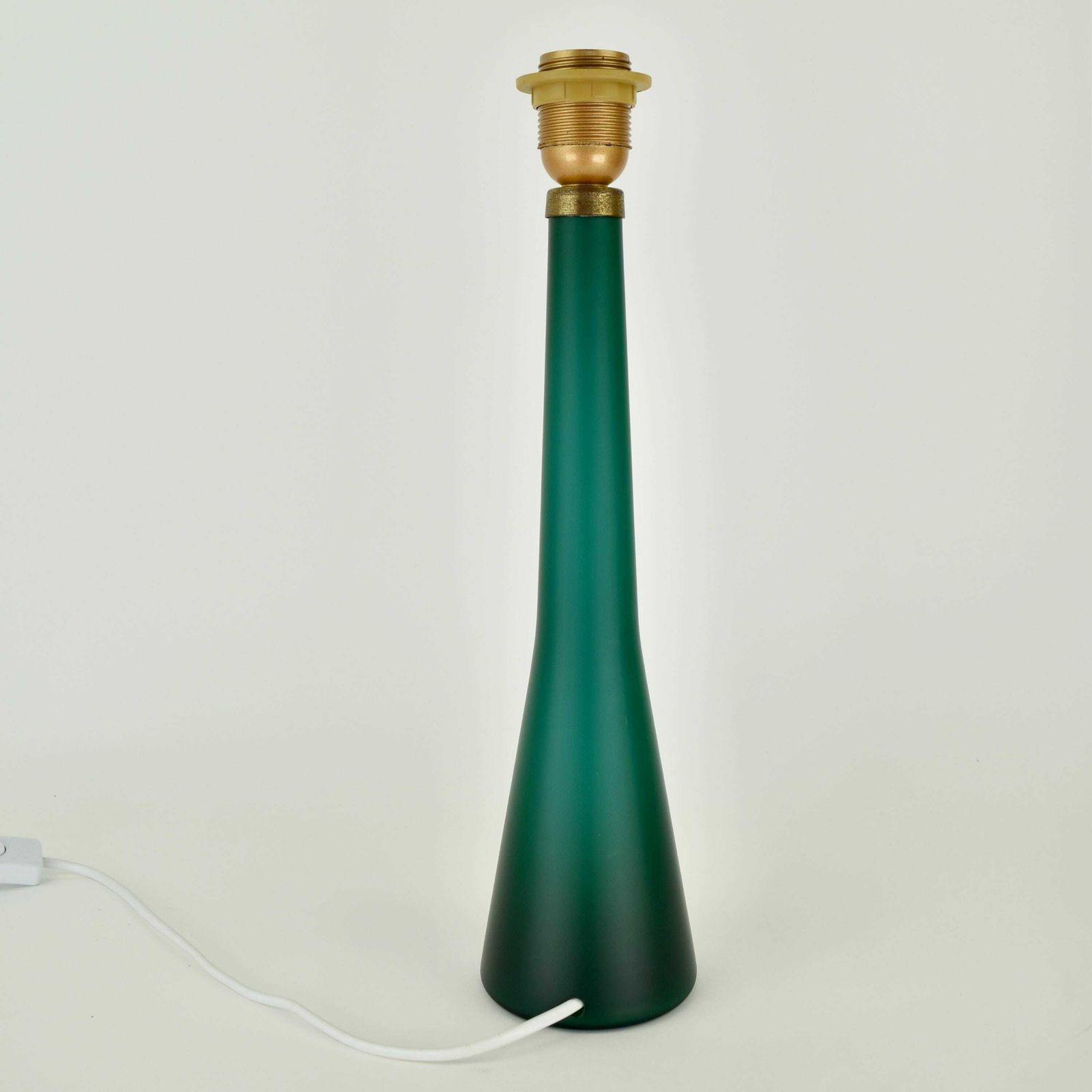 Murano Mid Century Modern Table Lamp Satined Glass Emerald Green | Vintage Accent Light Italian Scandinavian Gunnel Nyman Venini Holmegaard photo vintage