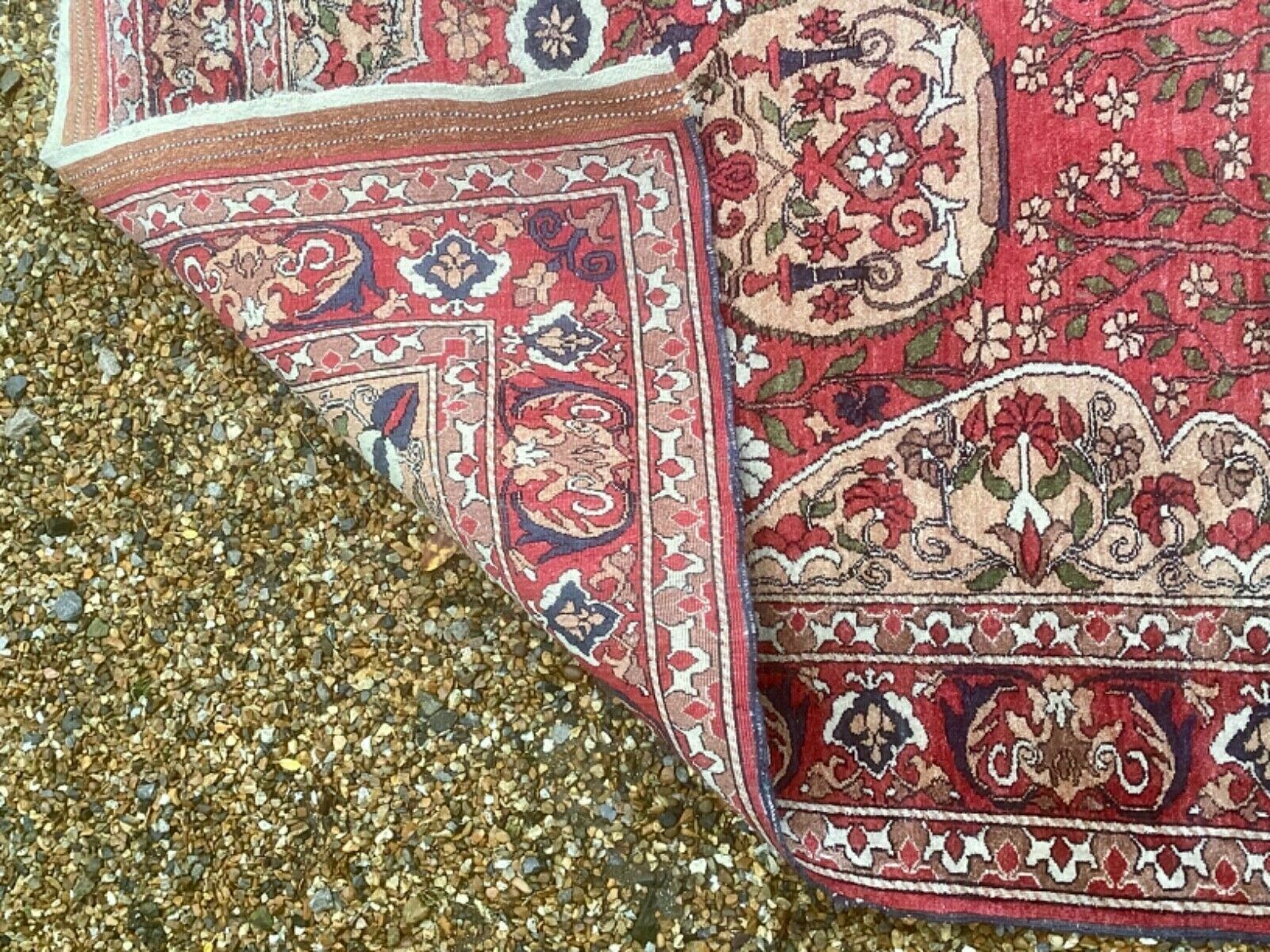 Fine Antique Turkman Silk Prayer Rug / Carpet photo vintage