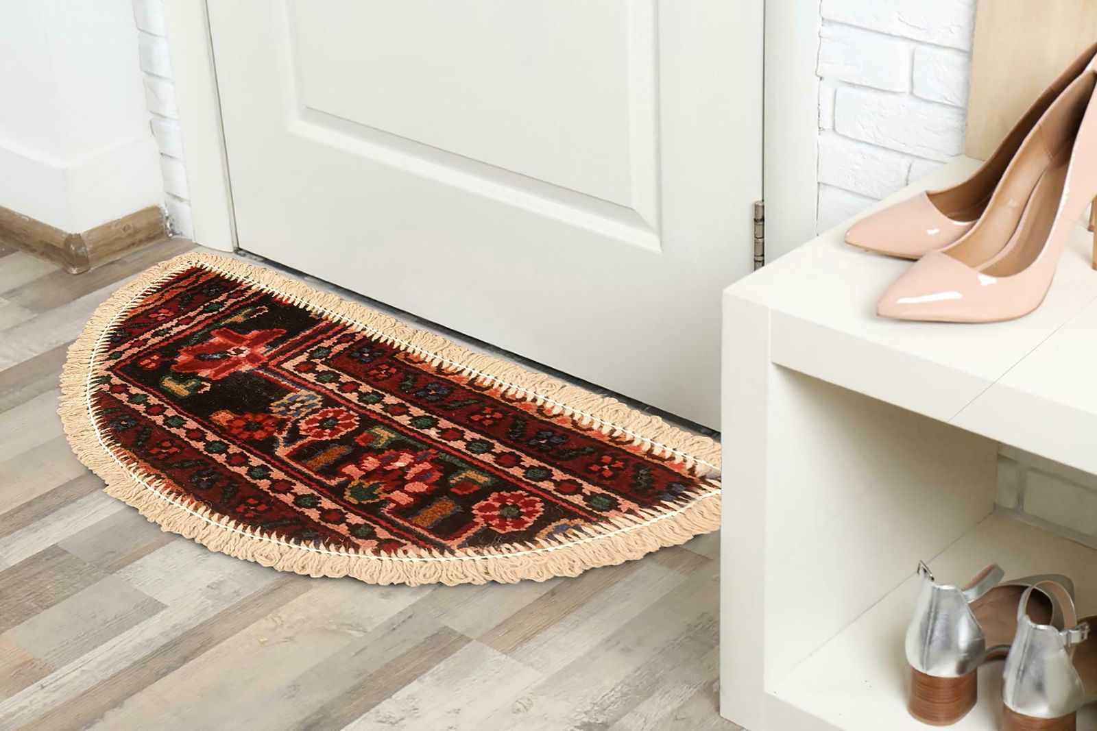 Handmade Rug Doormat Oriental Rug Half Circular Interior Carpet Mat Entrance Way photo 170.0