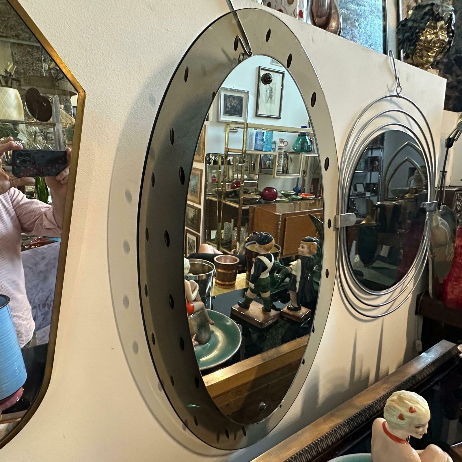 1960s Mid Century Modern Smoked Glass Oval Wall Mirror By Cristal Art photo furniture