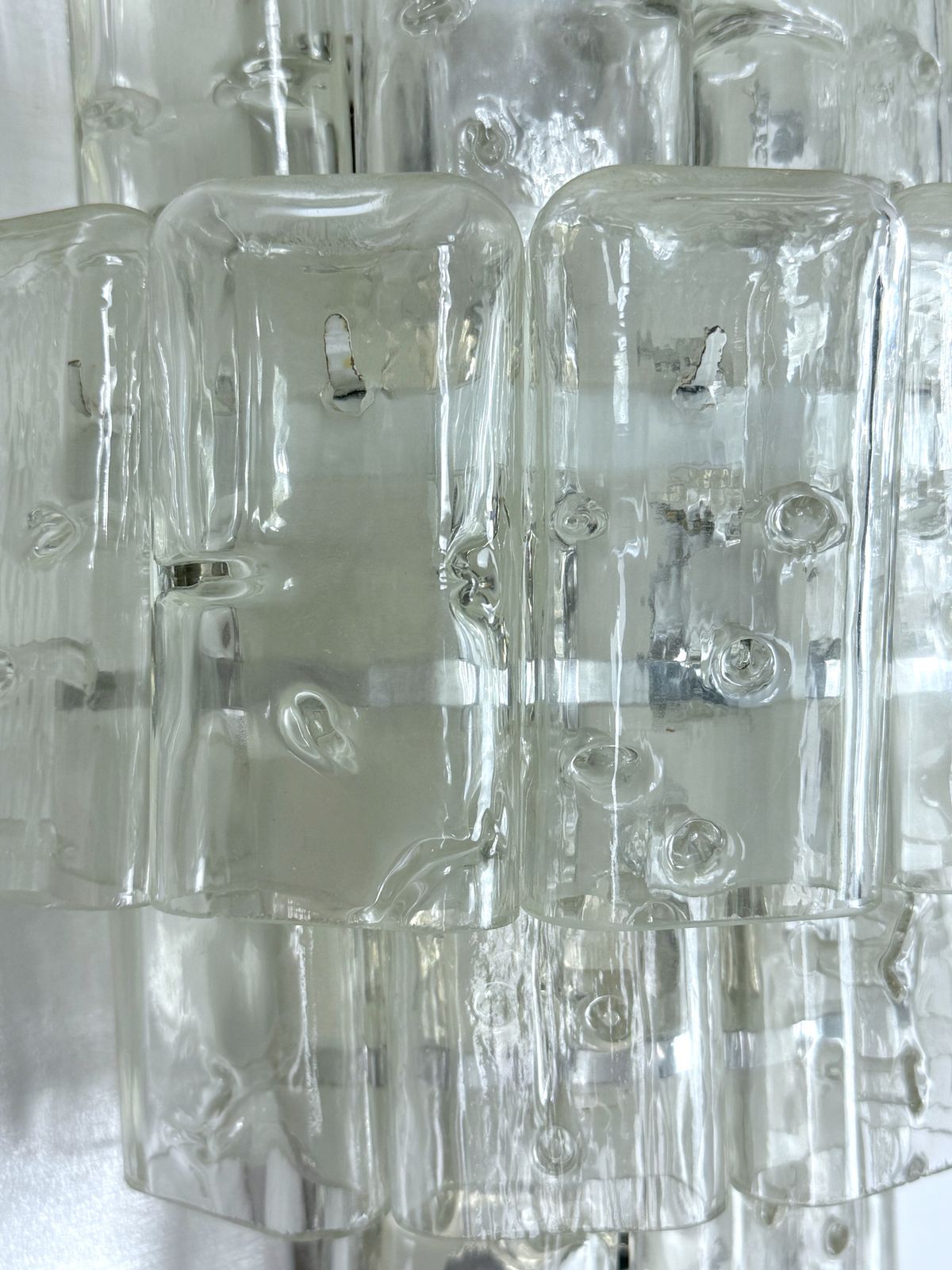 photo for sale Vistosi Manner, Pair Of Xl Clear Murano Glass Elements Sconces. Italy 1970s