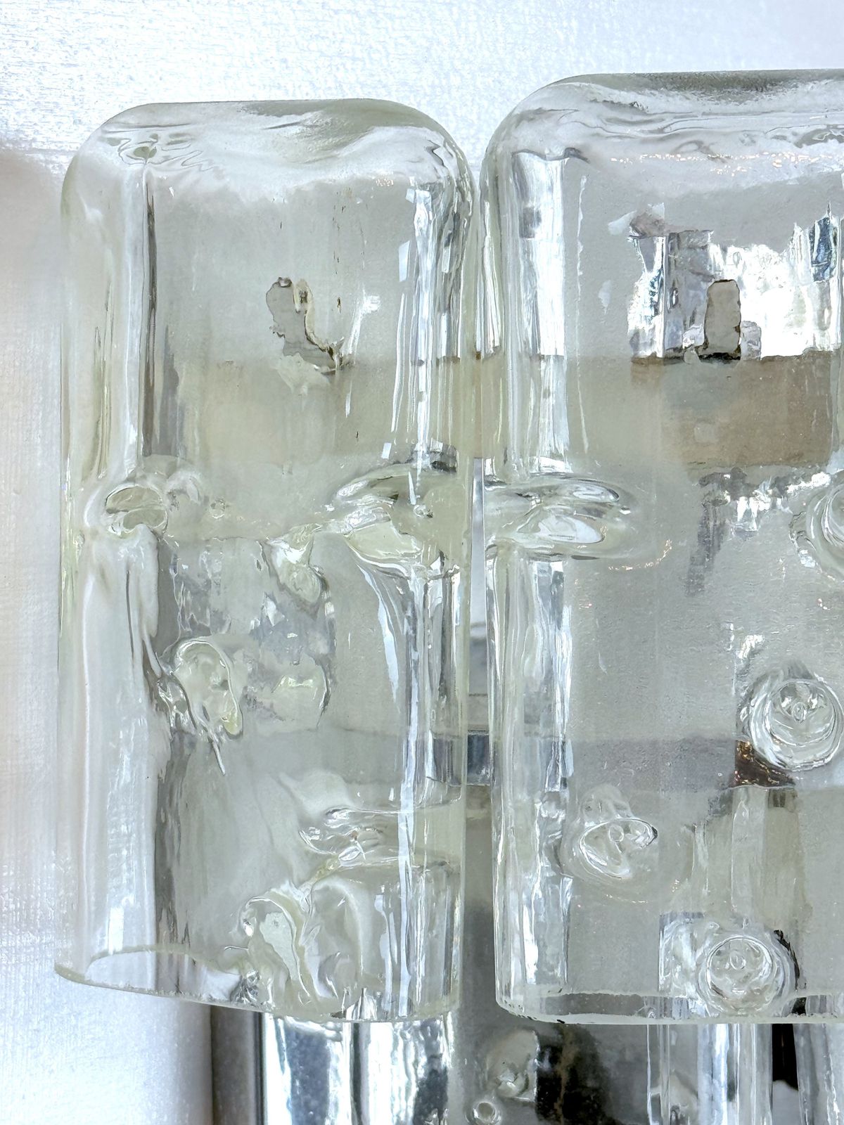 Vistosi Manner, Set Of Four Clear Murano Glass Elements Sconces. Italy 1970s photo buy