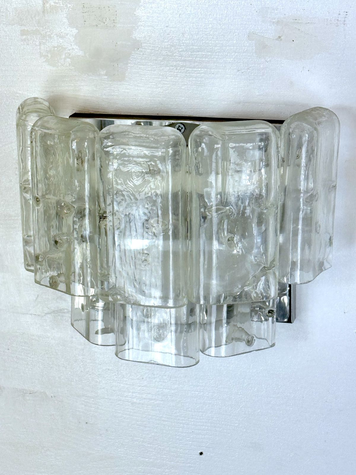 photo for sale Vistosi Manner, Set Of Four Clear Murano Glass Elements Sconces. Italy 1970s