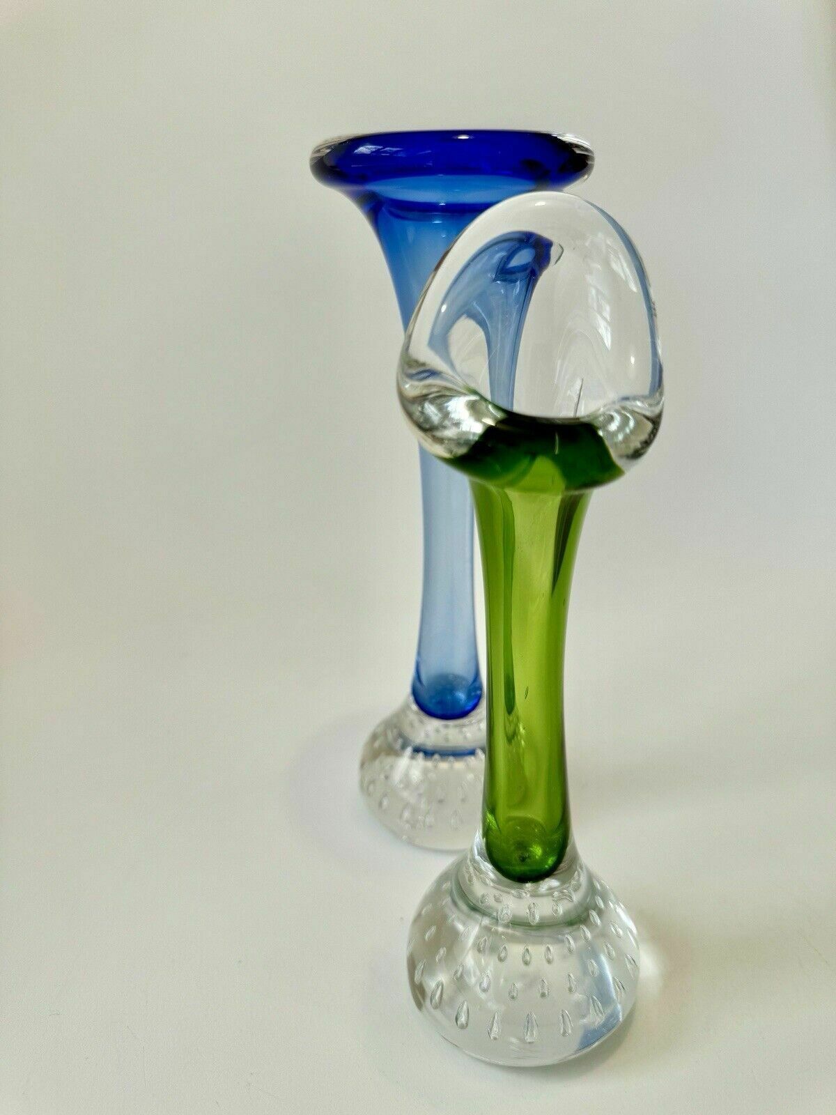 Two Swedish Glass Jack In Pulpit Vases By Aseda Controlled Bubble (Bullicante) photo buy