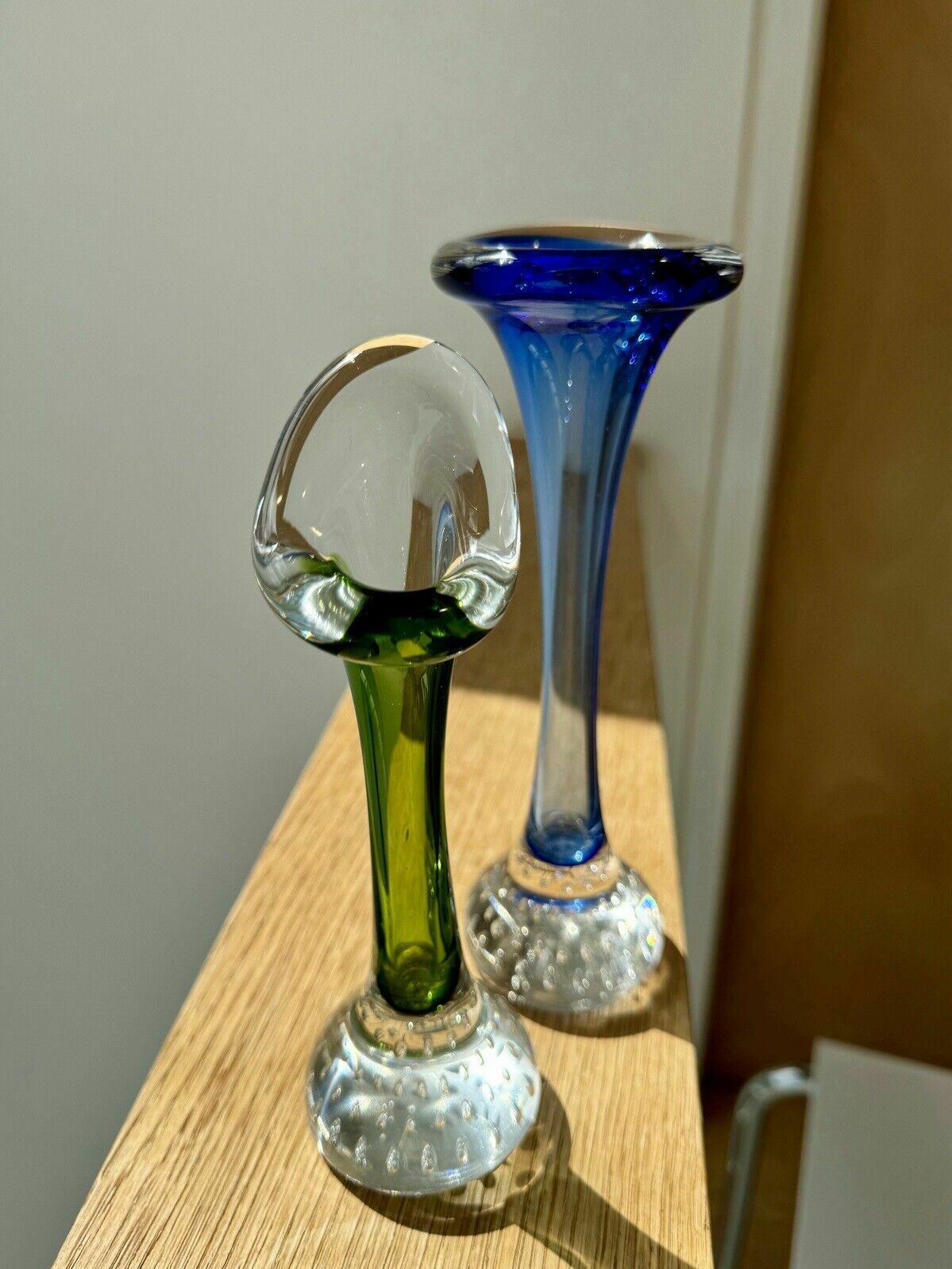 Two Swedish Glass Jack In Pulpit Vases By Aseda Controlled Bubble (Bullicante) photo vintage