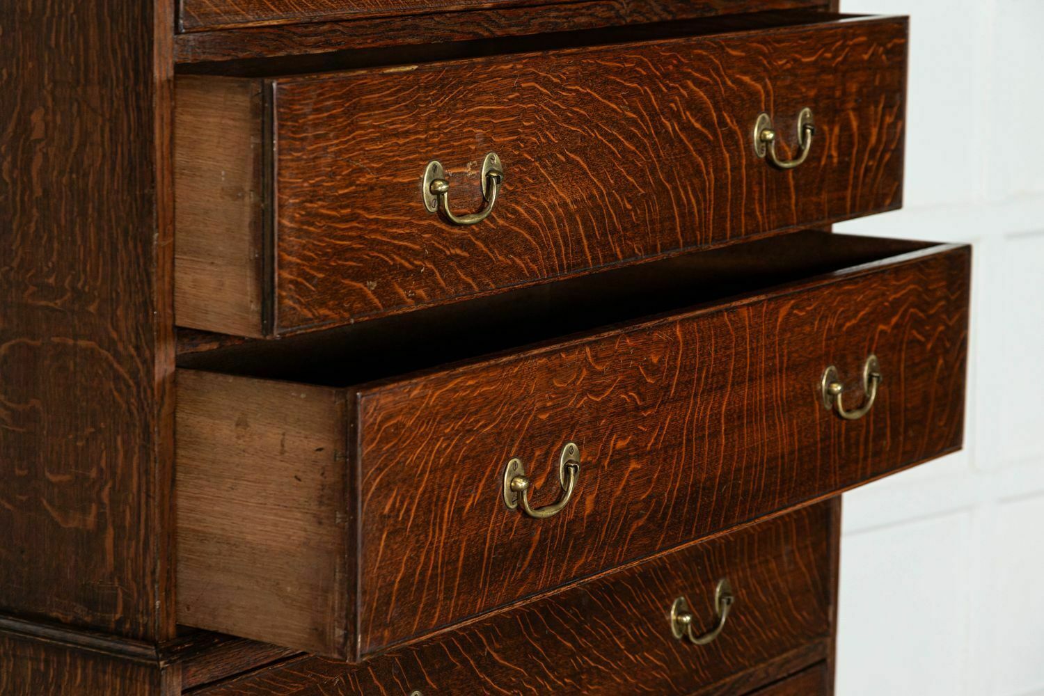 Large English Oak Tallboy Chest Drawers photo vintage