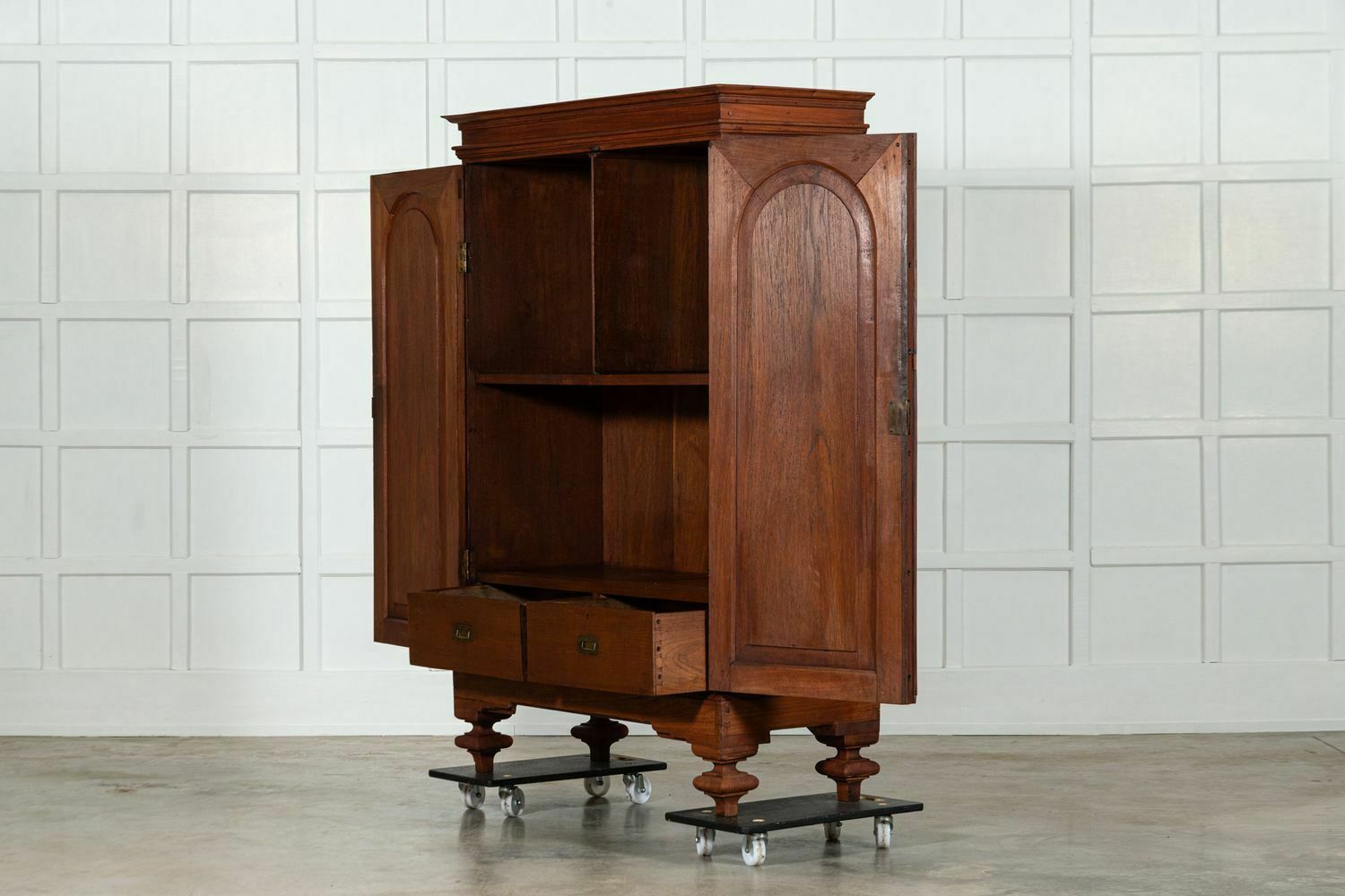 19thc Colonial Campaign Teak Armoire photo 3853.0