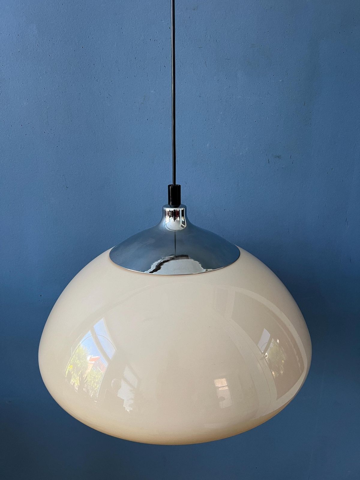 Acrylic Glass Beige Mushroom Pendant Lamp With Chrome Top Cap photo buy