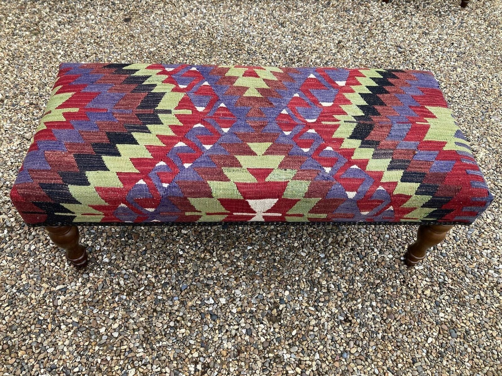 Kilim Covered Stool 1.03m X 0.46m X H0.38m photo furniture