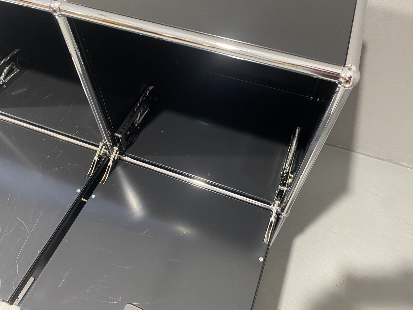 photo furniture Black Metal Cabinet By Paul Schaerer And Fritz Haller For Usm, Switzerland, 1970´S