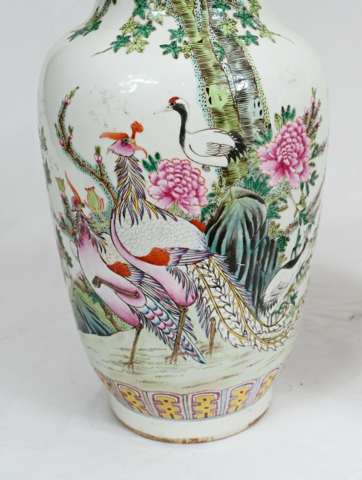 Pair Chinese Porcelain Vases   Famill Verte Qing Urns Pheasant Bird photo furniture