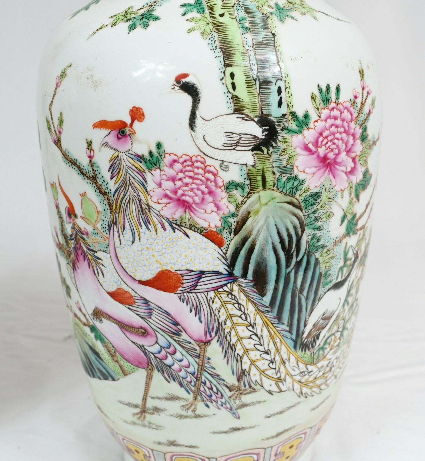 Pair Chinese Porcelain Vases   Famill Verte Qing Urns Pheasant Bird photo Home Decor