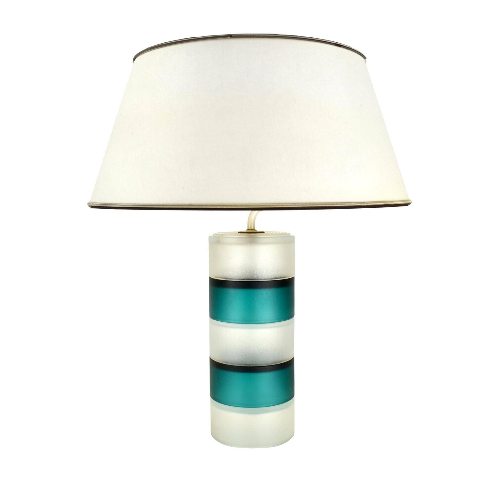 Mid Century Modern Teal Clear Murano Scandinavian Table Lamp Kosta Boda Postmodern Stacked Frosted Glass Accent Light Venini Italian Danish