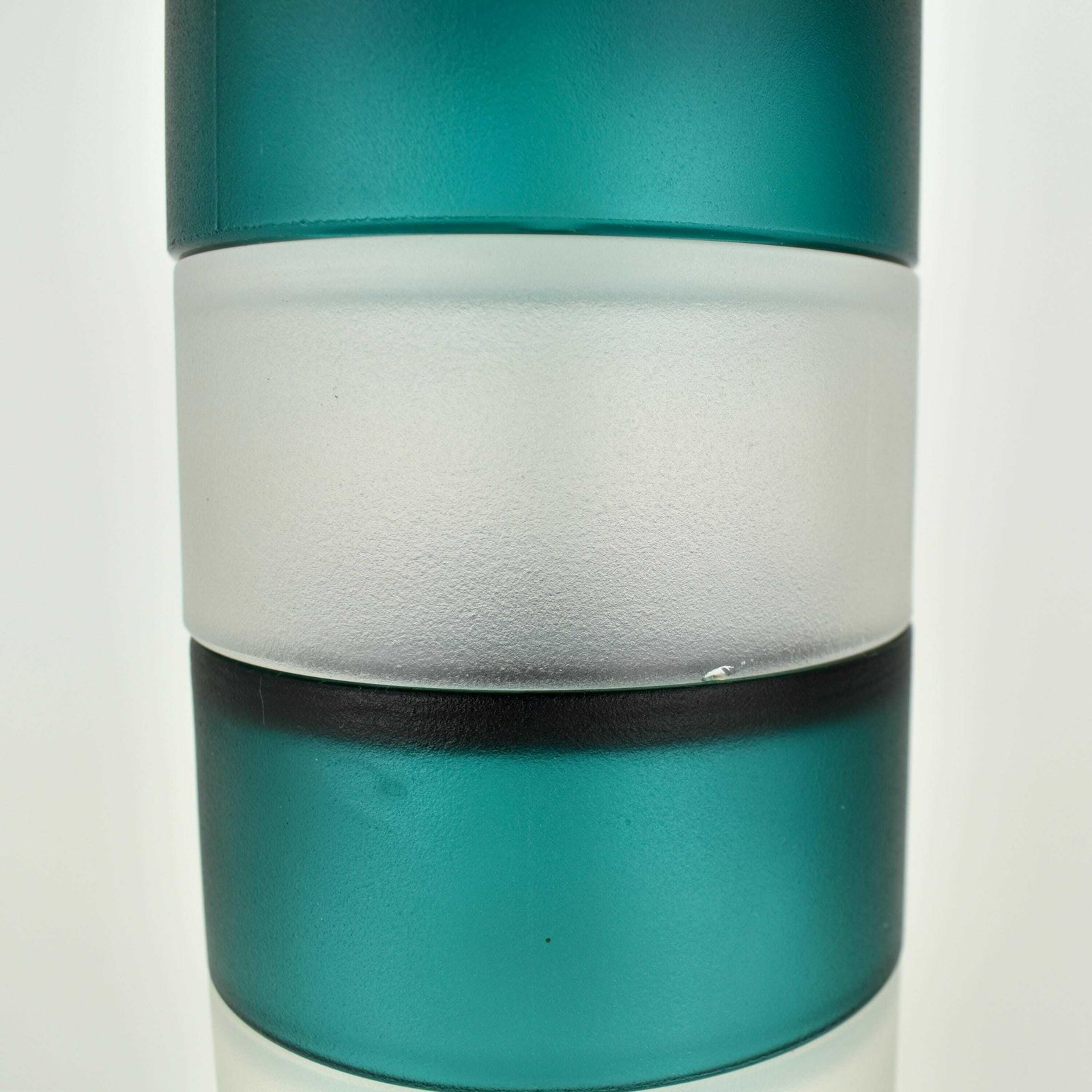 photo for sale Mid Century Modern Teal Clear Murano Scandinavian Table Lamp Kosta Boda Postmodern Stacked Frosted Glass Accent Light Venini Italian Danish