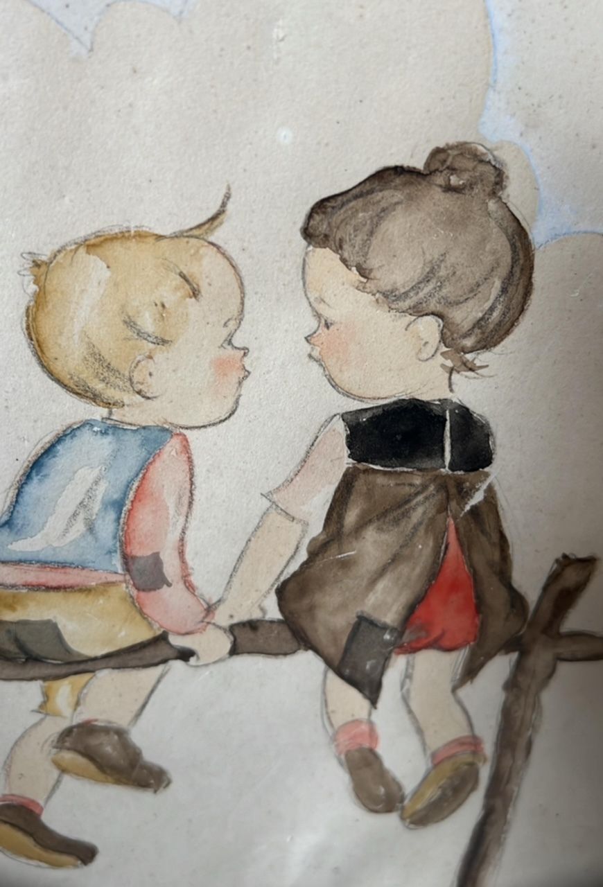 A 1930's Watercolour In Style Of Mabel Lucie Atwell photo furniture