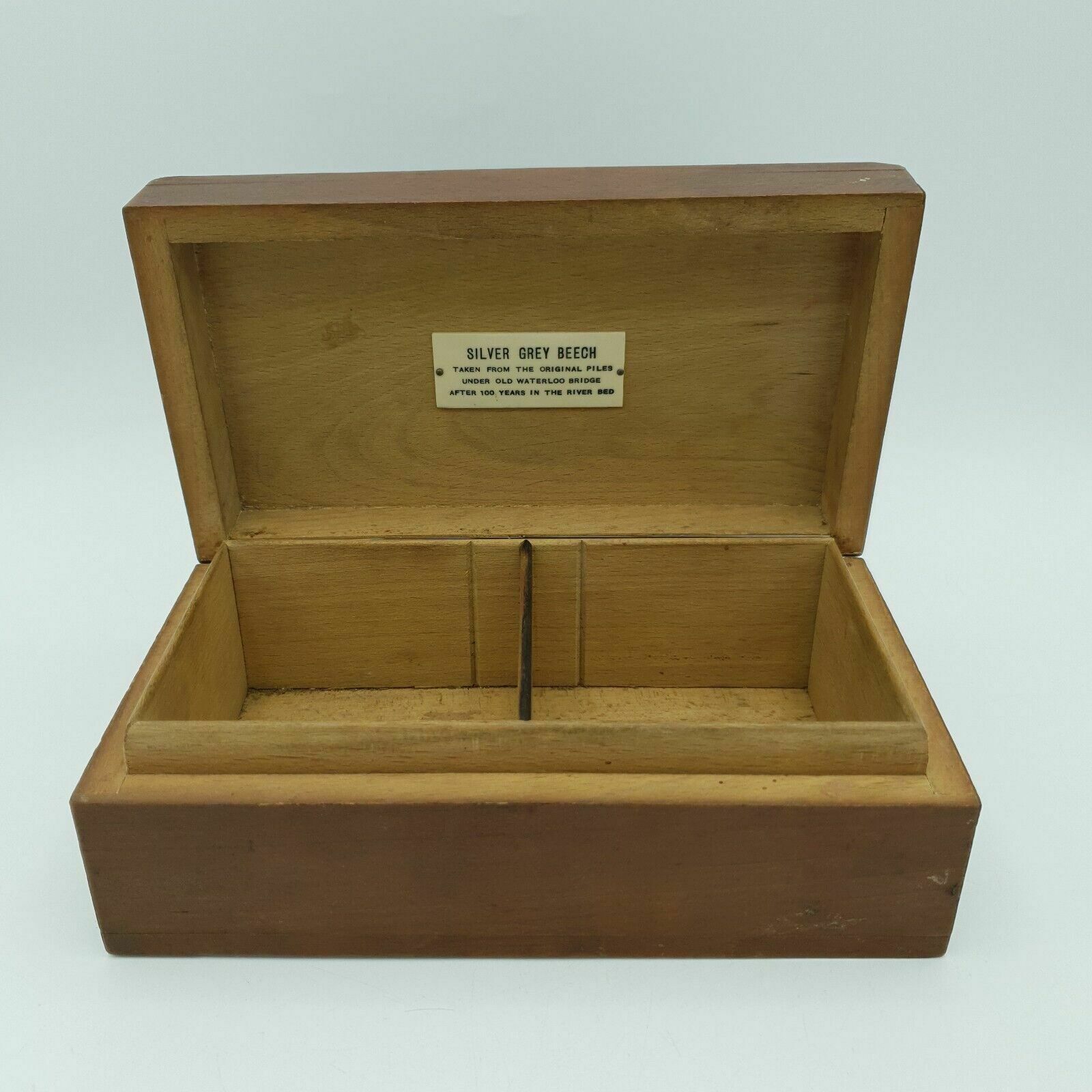 Vintage Wooden Box Made From Silver Grey Beech   Old Waterloo Bridge Piles L18cm