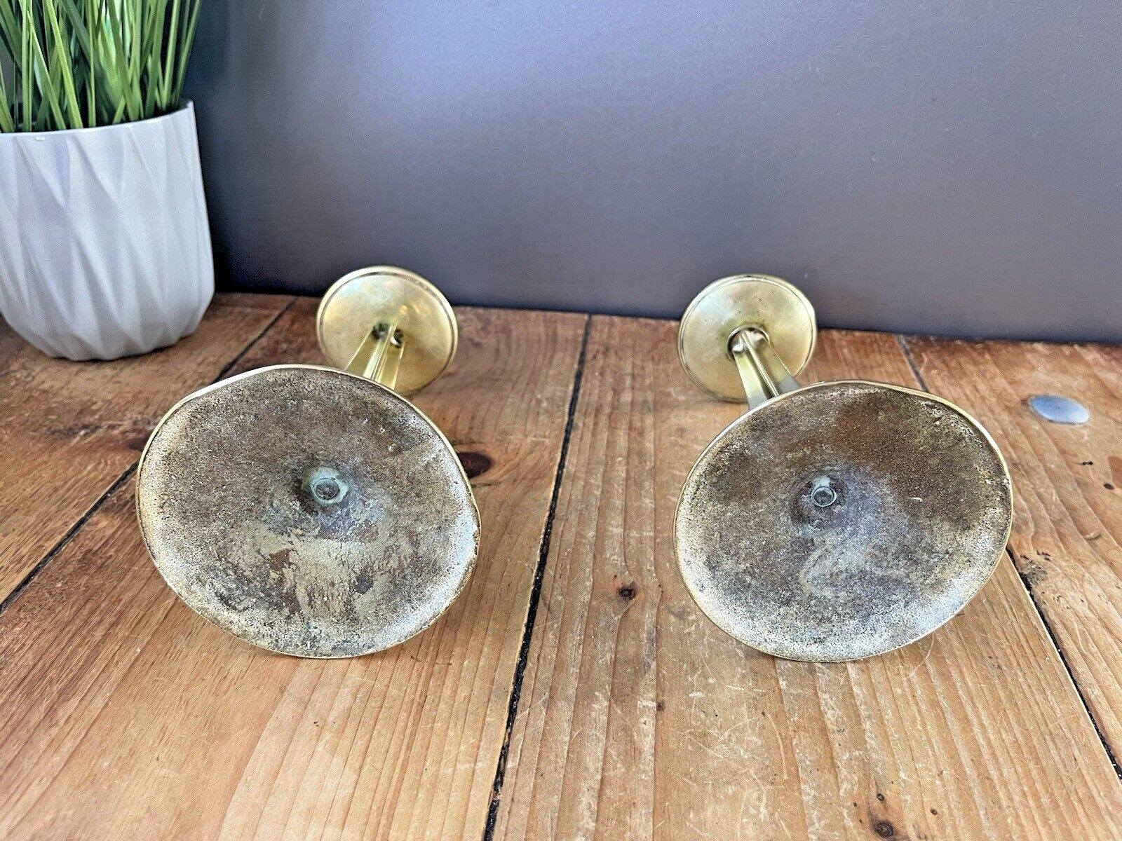 Home Decor Pair Of English Antique Art Nouveau Arrow Cross Stem Candlesticks Candle Holders photo