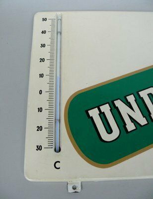 Tin Sign, Advertising Sign “Underberg” With Thermometer, 1950s, Folded Sheet Metal, Painted photo vinterior