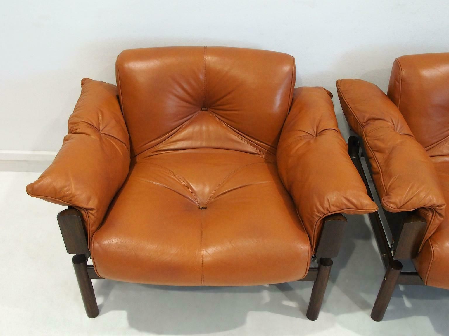 Set Of Percival Lafer Cognac Leather Mp 13 Armchairs And A Footstool photo 9550.0