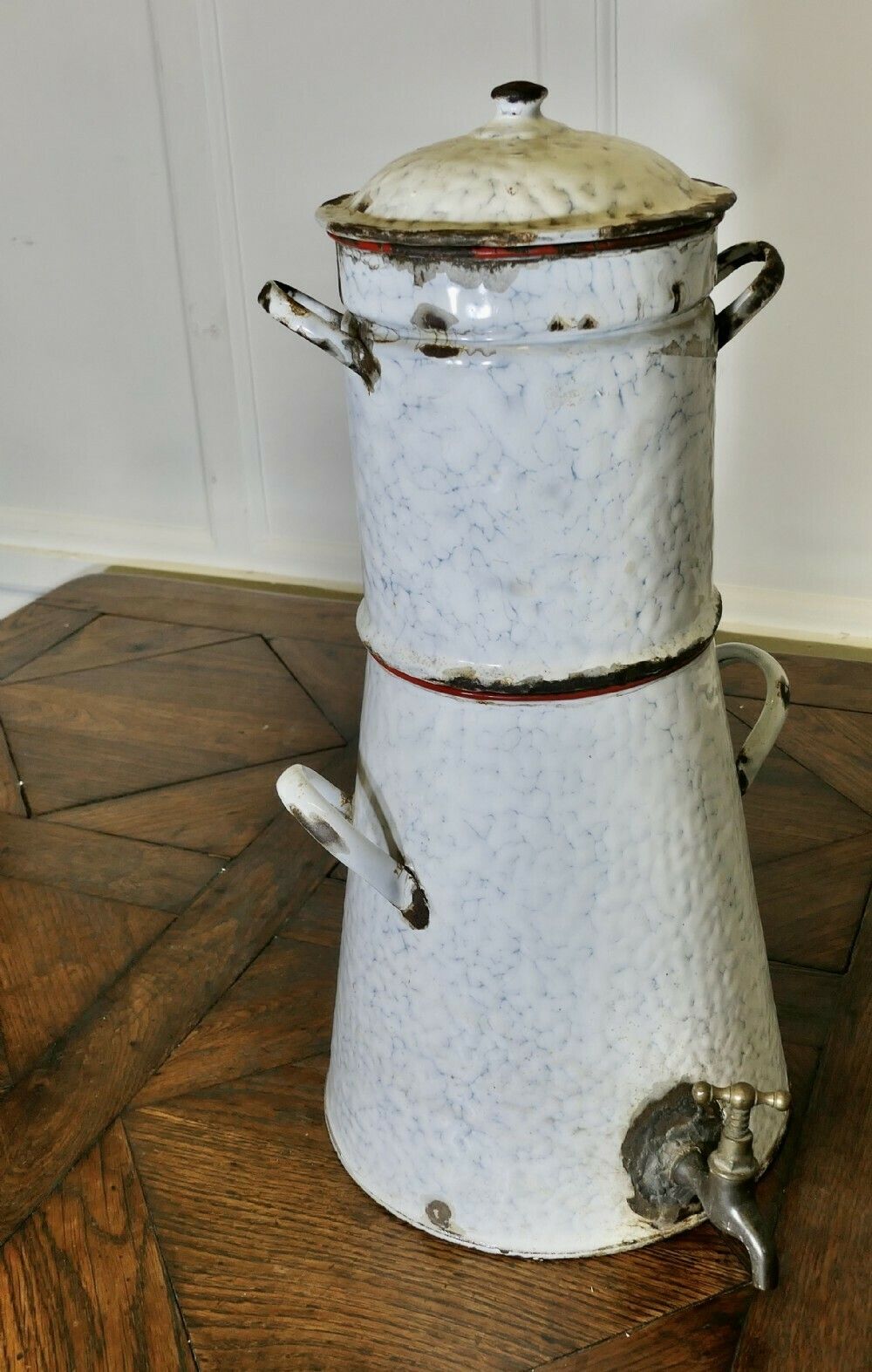 Large Kitchen Range Enamel Coffee Urn Samovar photo for sale