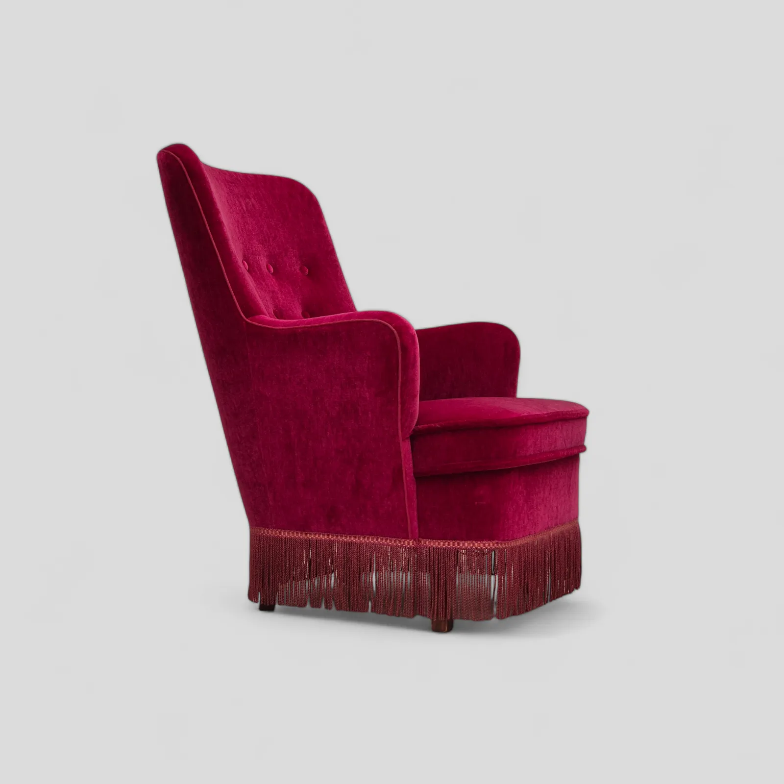 1970s, Danish Easy Chair, Original Very Good Condition, Furniture Velour.