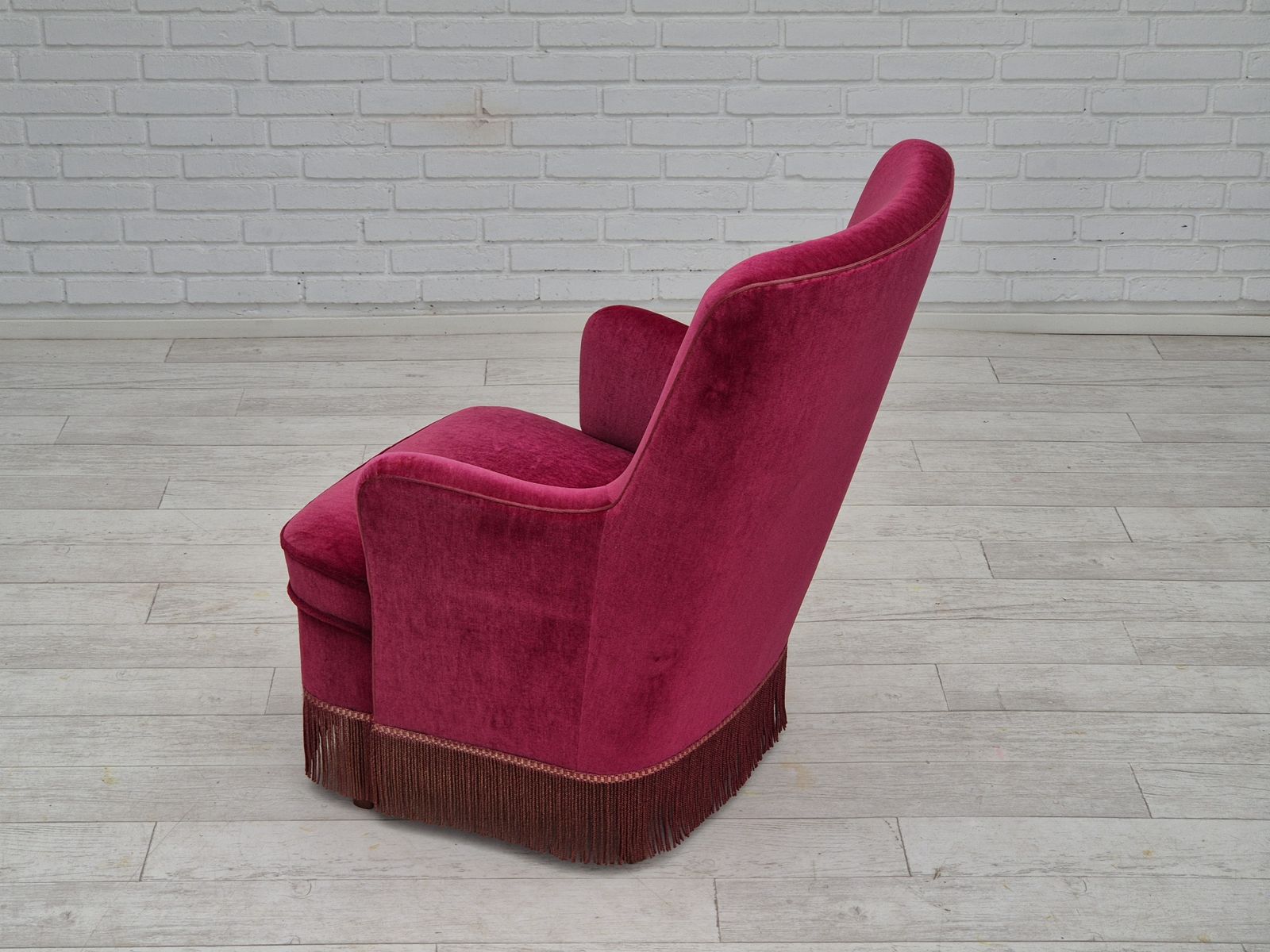 1970s, Danish Easy Chair, Original Very Good Condition, Furniture Velour. photo 1150.0