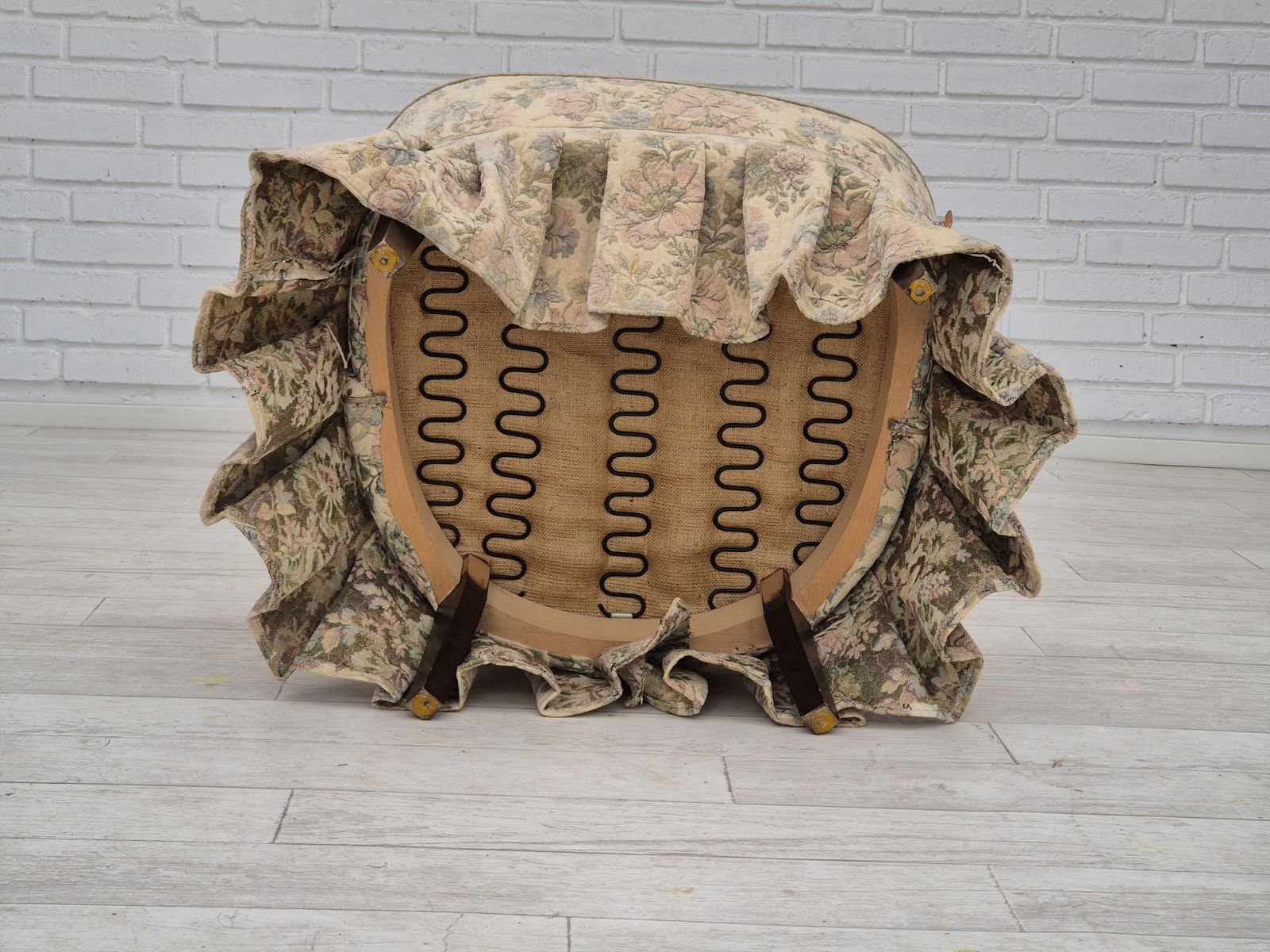 1970s, Danish Easy Side Chair, Original Very Good Condition, Floral Furniture Velour. photo buy
