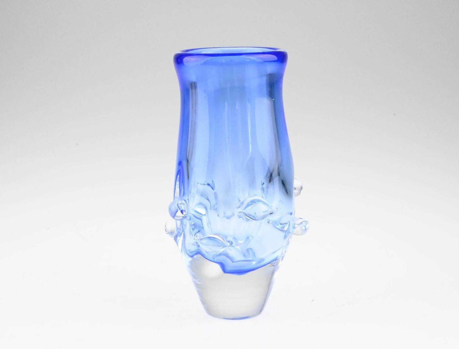 Blue Glass Vase By Ladislav Palecek, Vintage Blue Vase, Blue Glass, Mid Century Vase, Czech Vase, Czech Glass, Glass Vase, Flower Vase photo for sale