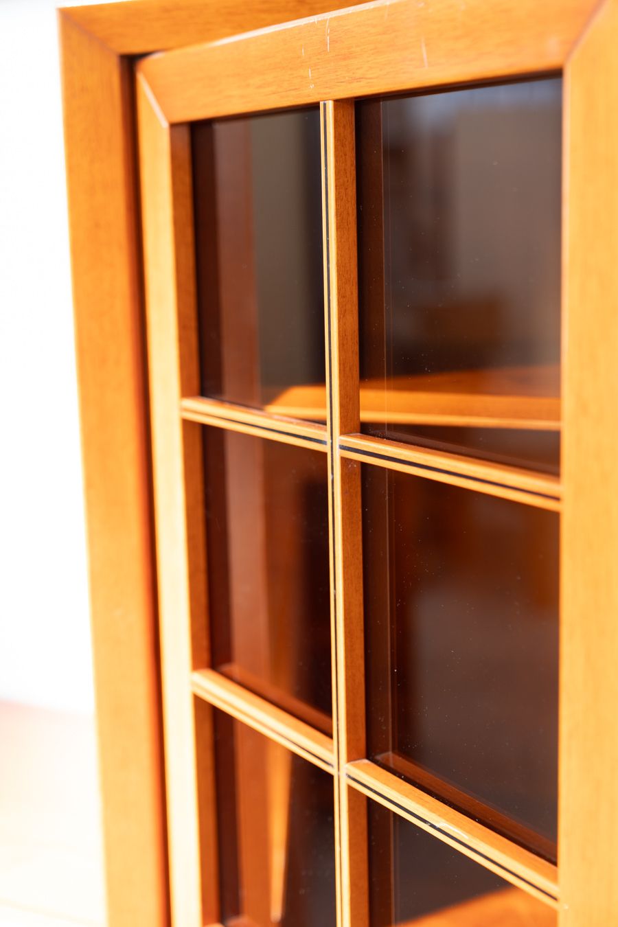 1970s Modular Corner Cabinet In Cherrywood With Glass And Carved Doors – "Fox Hunt" Design photo furniture