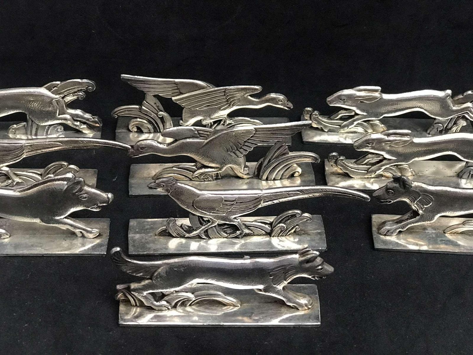 Metal Knife Rests Set 10 Benjamin Rabier Attributed Century Vintage Holiday Table French Holder Cutlery Rest Animal Lover Gift For Her photo 315.0